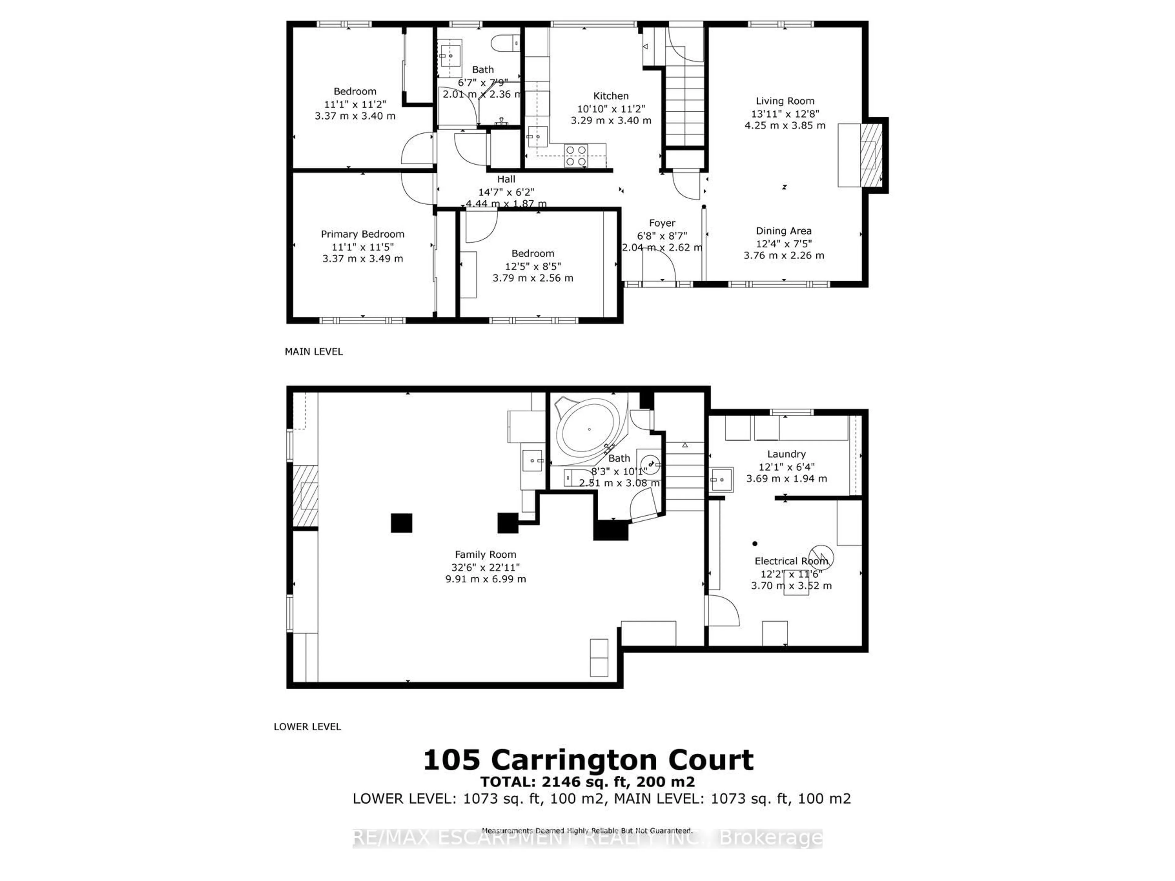 Floor plan for 105 Carrington Crt, Hamilton Ontario L9G 1R2