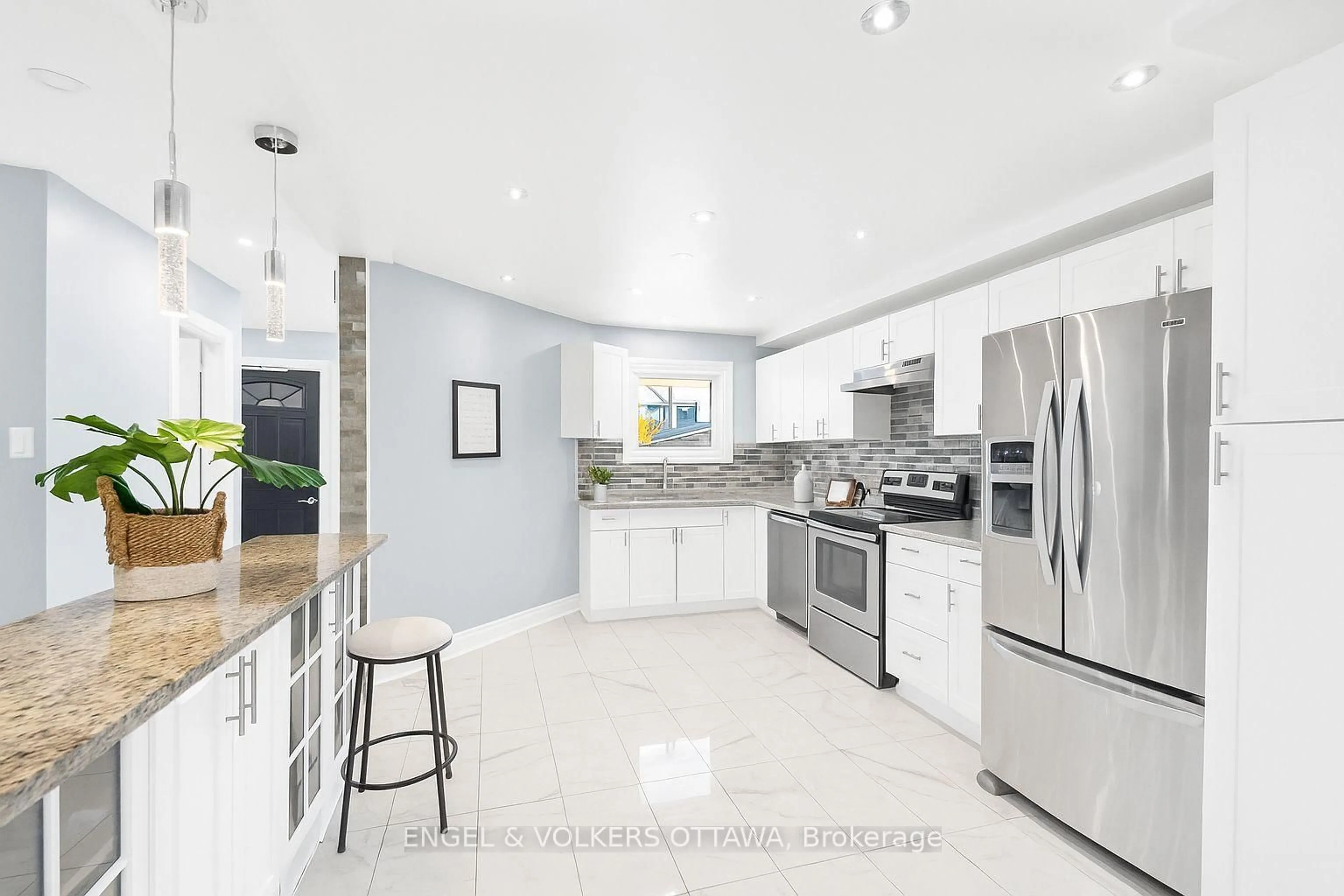 Open concept kitchen, ceramic/tile floor for 49 Burlington Cres, Ottawa Ontario K1T 3K8