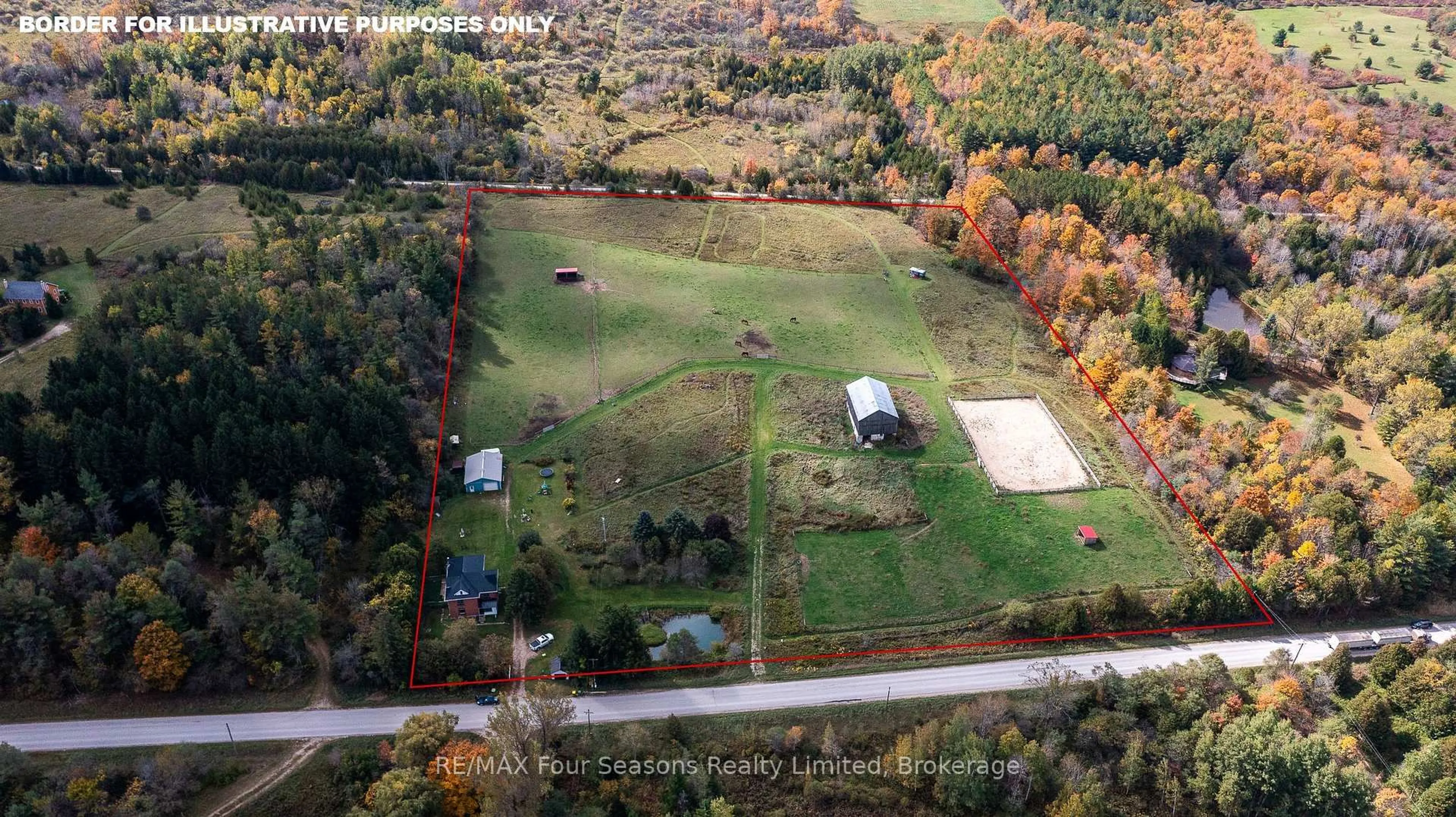 A pic from outside/outdoor area/front of a property/back of a property/a pic from drone, forest/trees view for 734316 West Back Line Rd, Grey Highlands Ontario N0C 1E0