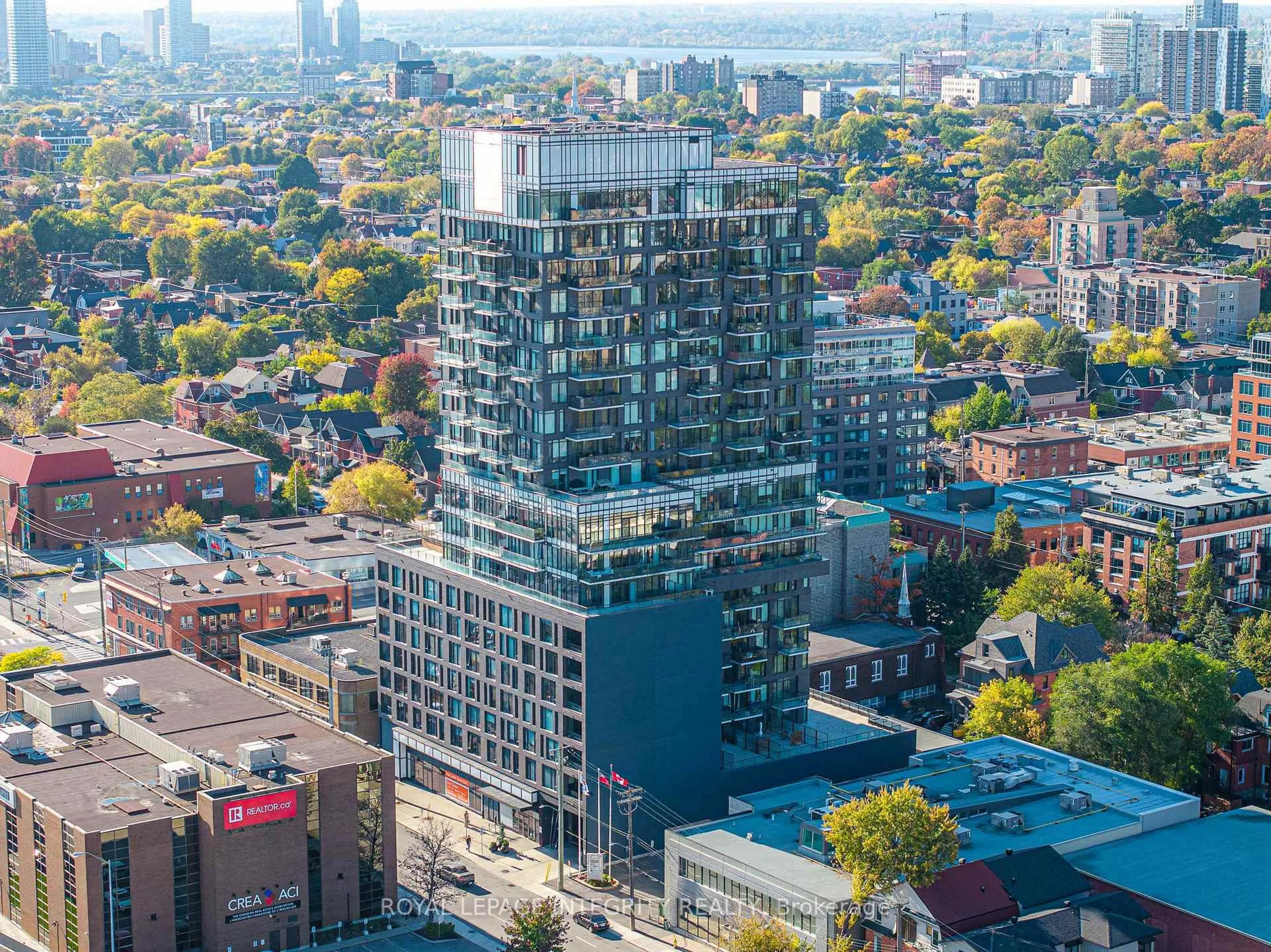 A pic from outside/outdoor area/front of a property/back of a property/a pic from drone, city buildings view from balcony for 203 Catherine St #802, Ottawa Ontario K2P 1J5