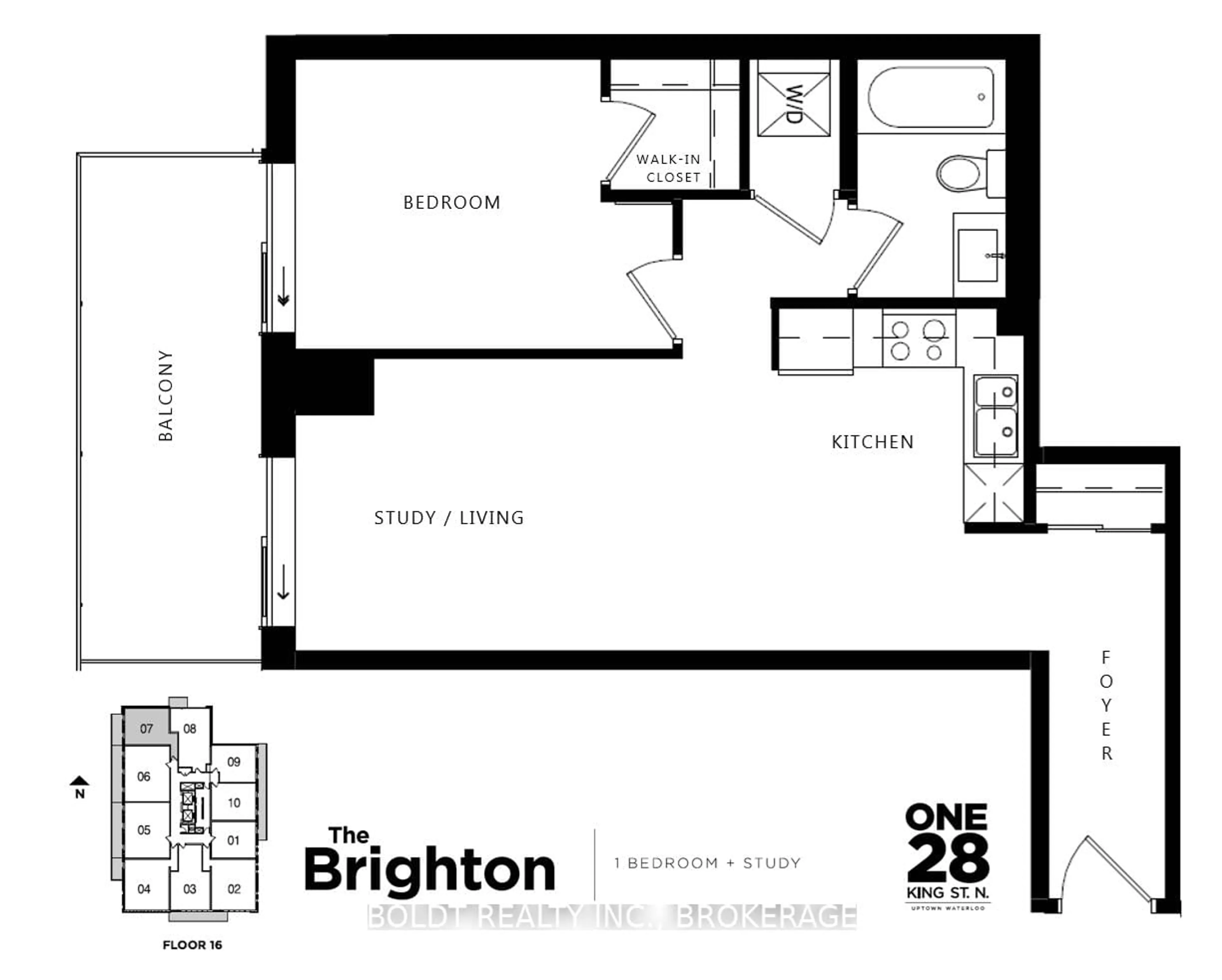 Floor plan for 128 King St #1607, Waterloo Ontario N2J 0E9