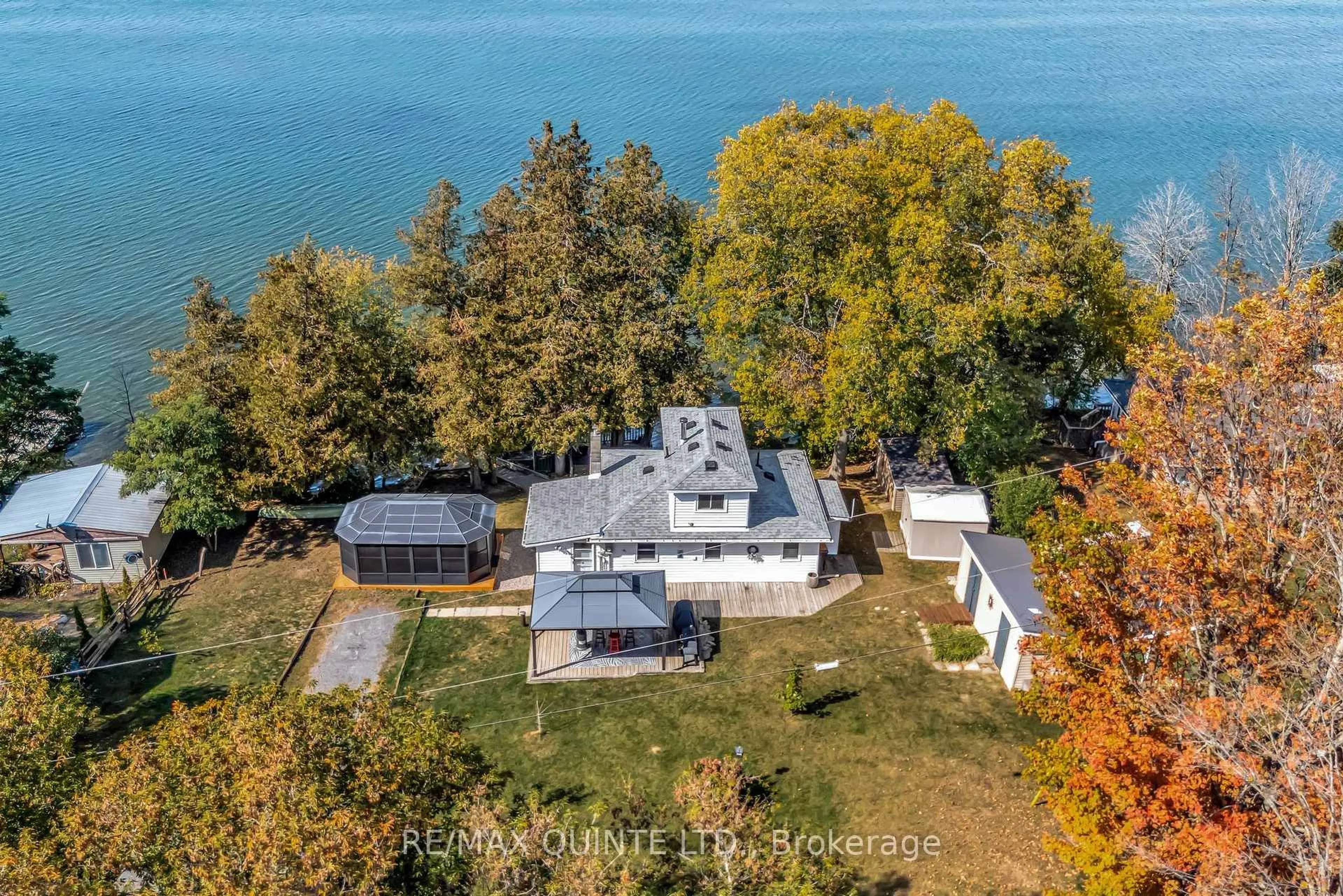 A pic from outside/outdoor area/front of a property/back of a property/a pic from drone, water/lake/river/ocean view for 122-C Galbraith Grove Rd, Yarker Ontario K0K 3N0
