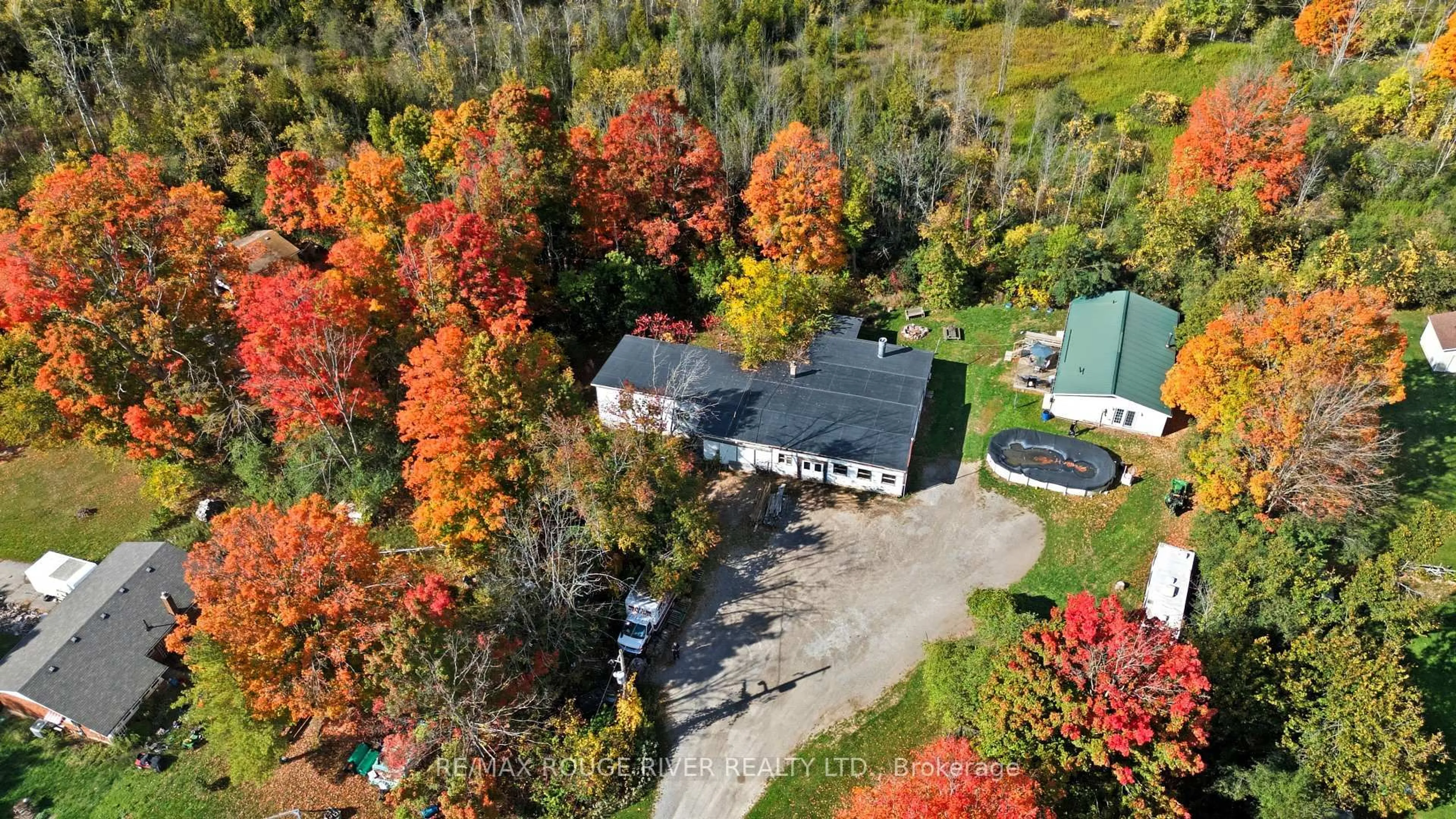 A pic from outside/outdoor area/front of a property/back of a property/a pic from drone, unknown for 122 County Road 4 Rd, Douro-Dummer Ontario K0L 1S0