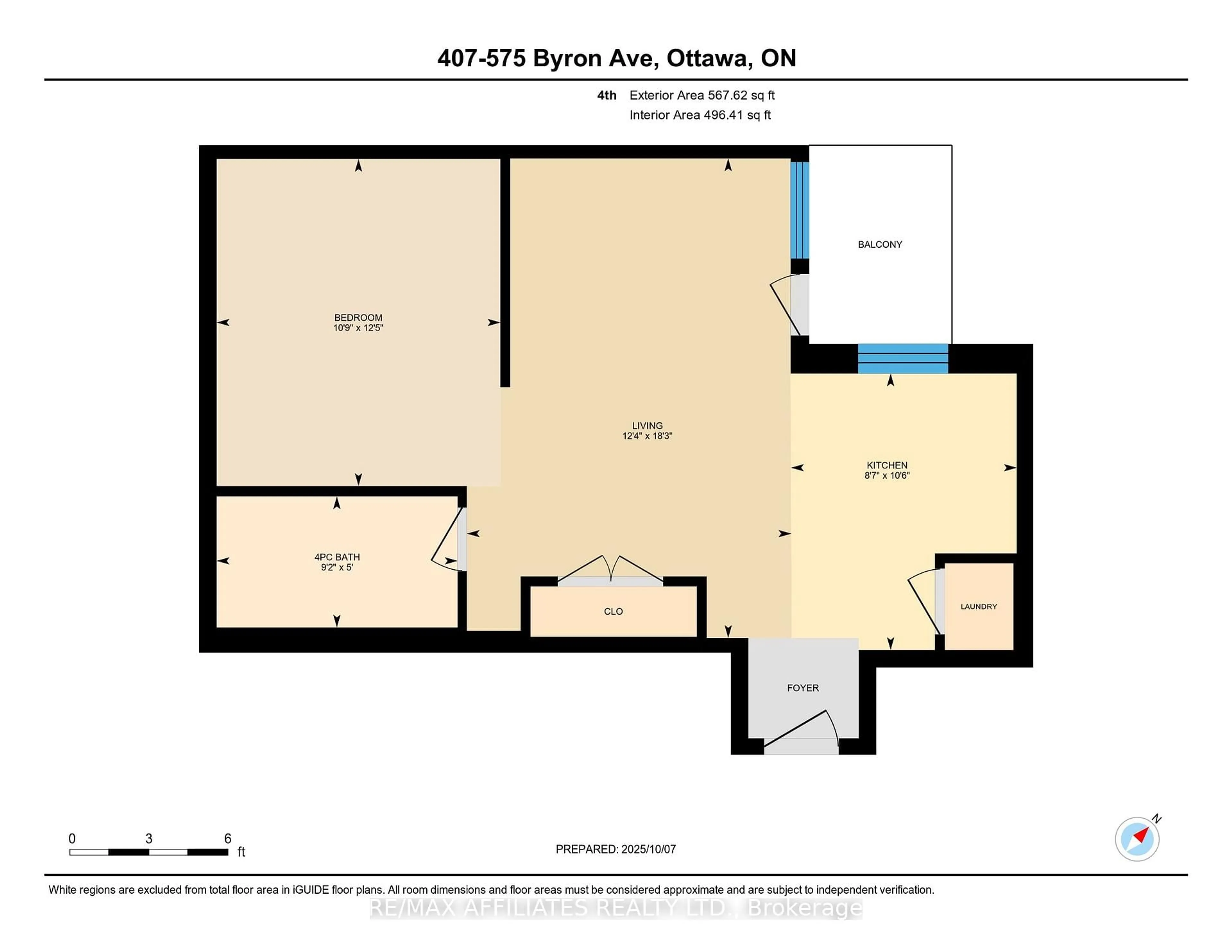 Floor plan for 575 Byron Ave #407, Ottawa Ontario K2A 1R7