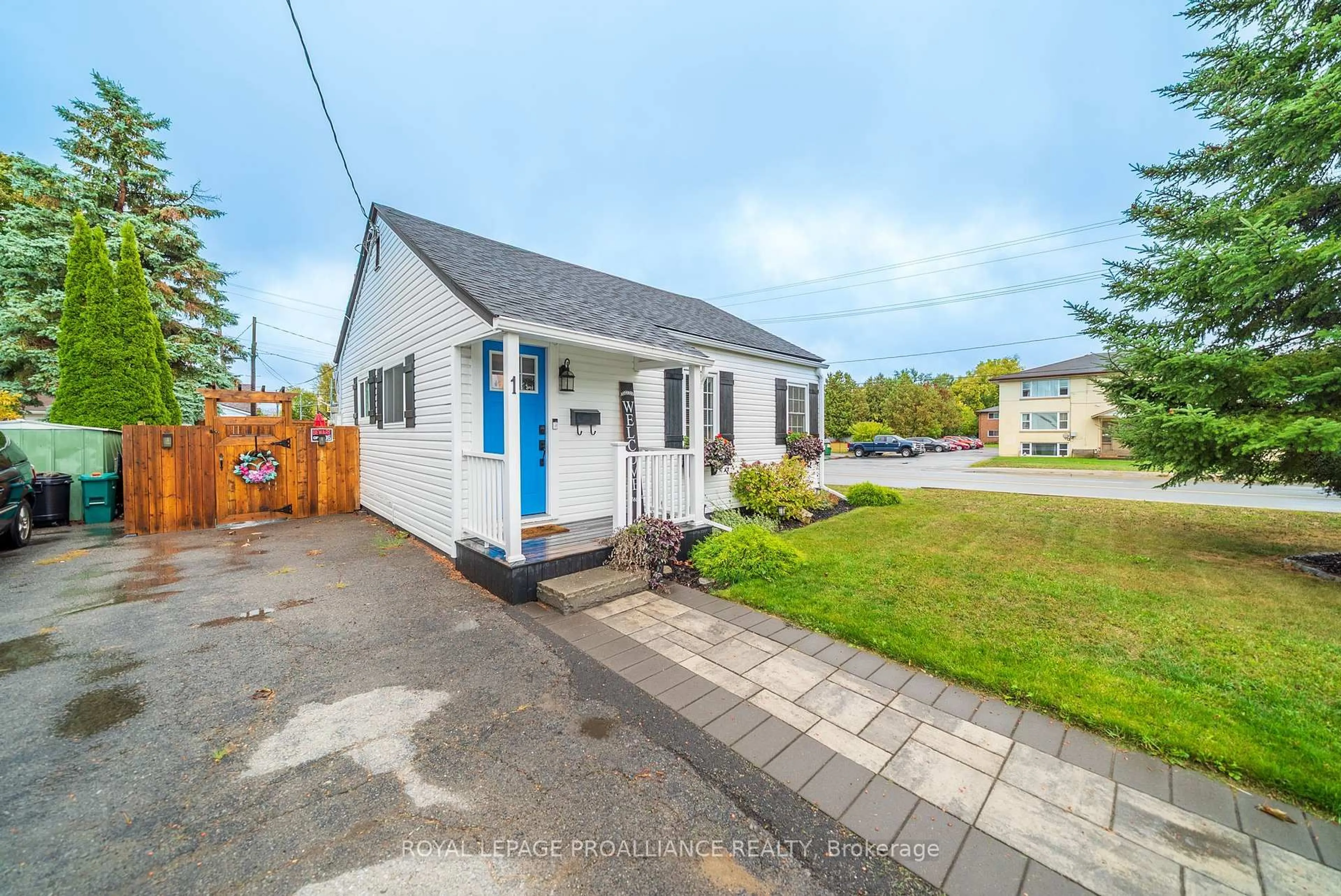 A pic from outside/outdoor area/front of a property/back of a property/a pic from drone, street for 1 Kerr Cres, Quinte West Ontario K8V 2W2