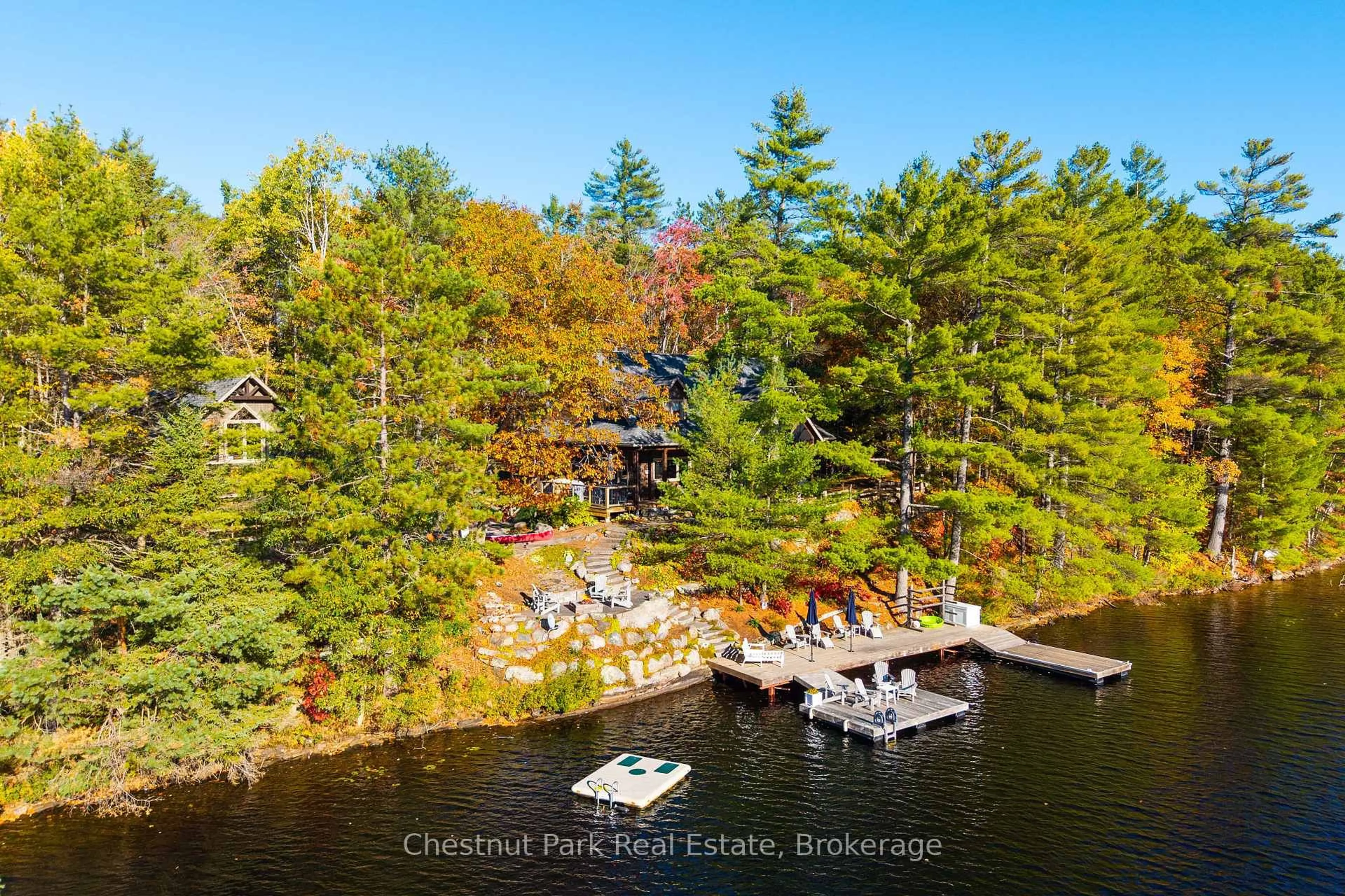 A pic from outside/outdoor area/front of a property/back of a property/a pic from drone, water/lake/river/ocean view for 1763 North Muldrew Lake Rd #1, Gravenhurst Ontario P1P 1R2