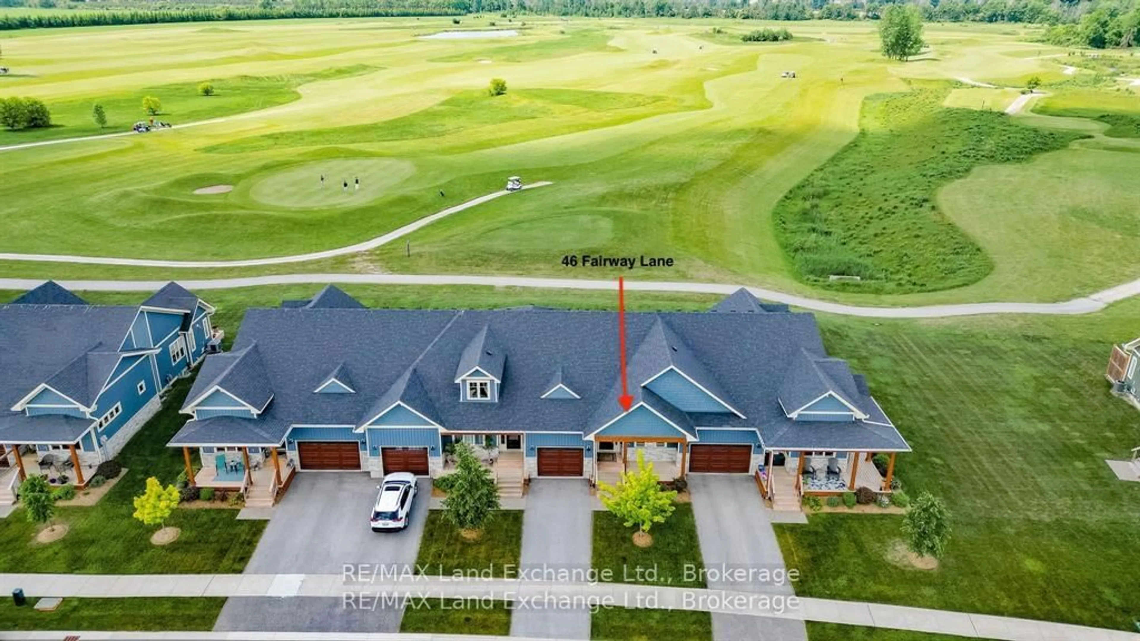 A pic from outside/outdoor area/front of a property/back of a property/a pic from drone, water/lake/river/ocean view for 46 Fairway Lane, Saugeen Shores Ontario N0H 2C3