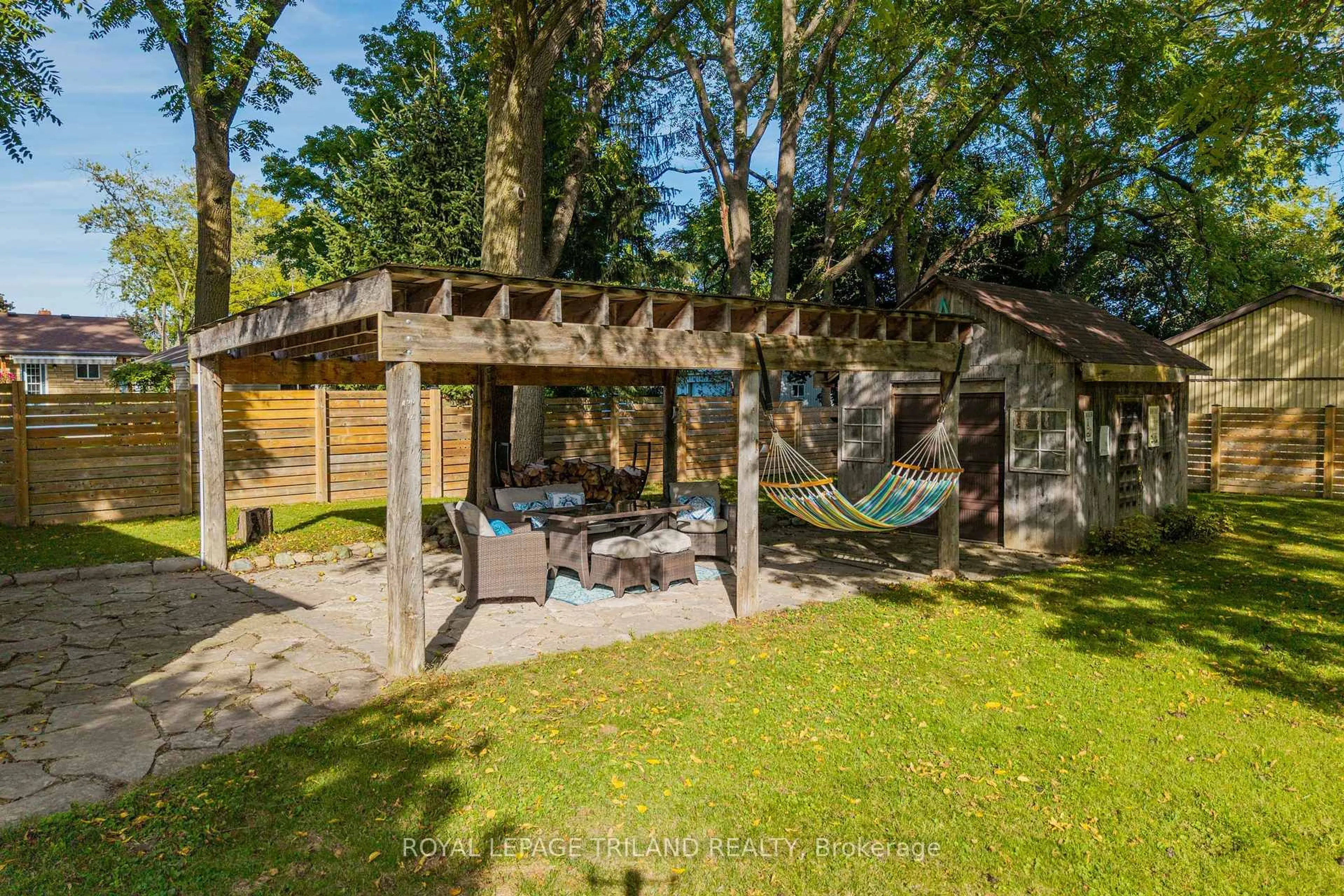 Patio, forest/trees view for 190 Emily St, North Middlesex Ontario N0M 2K0