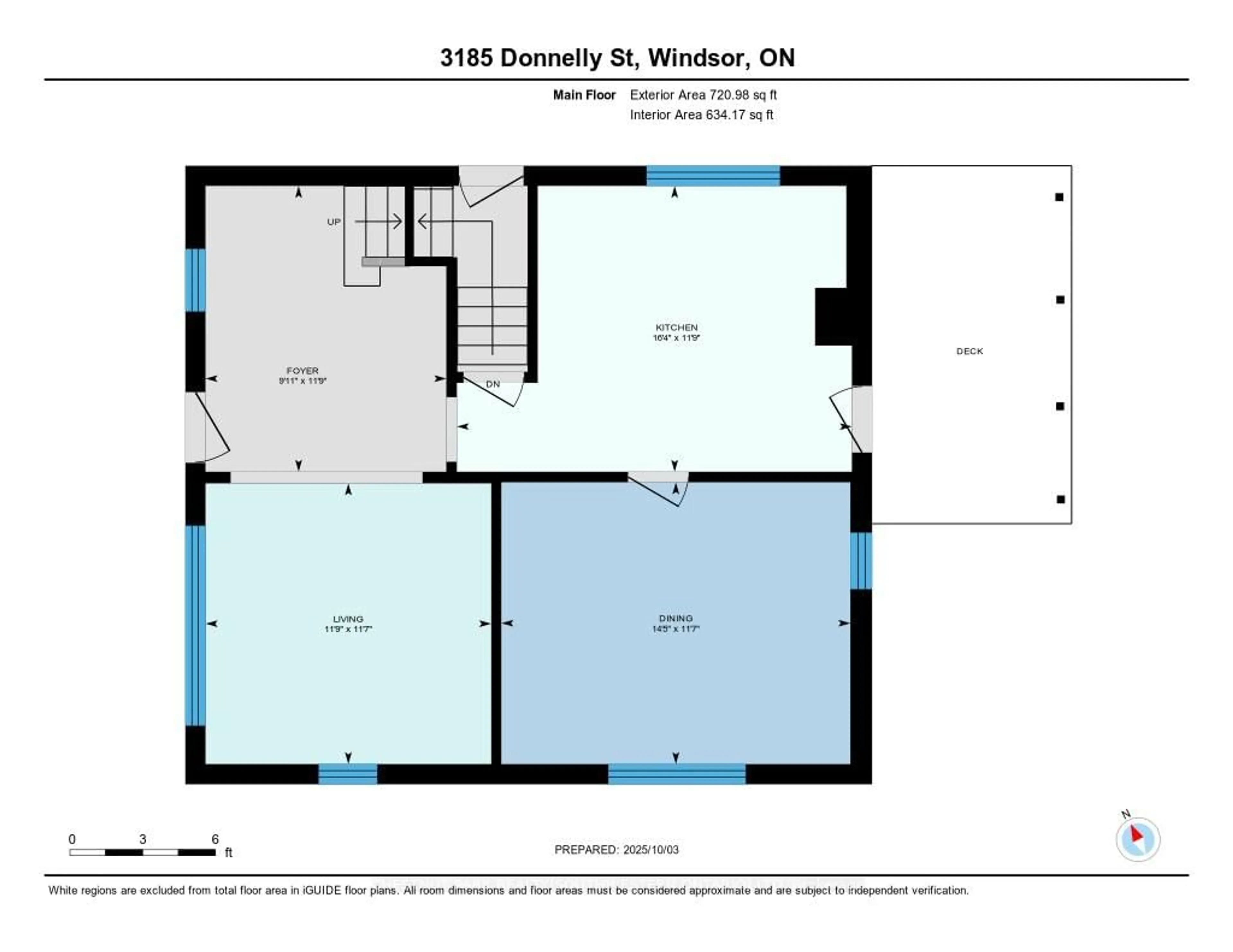 Floor plan for 3185 Donnelly St, Windsor Ontario N9C 1M3