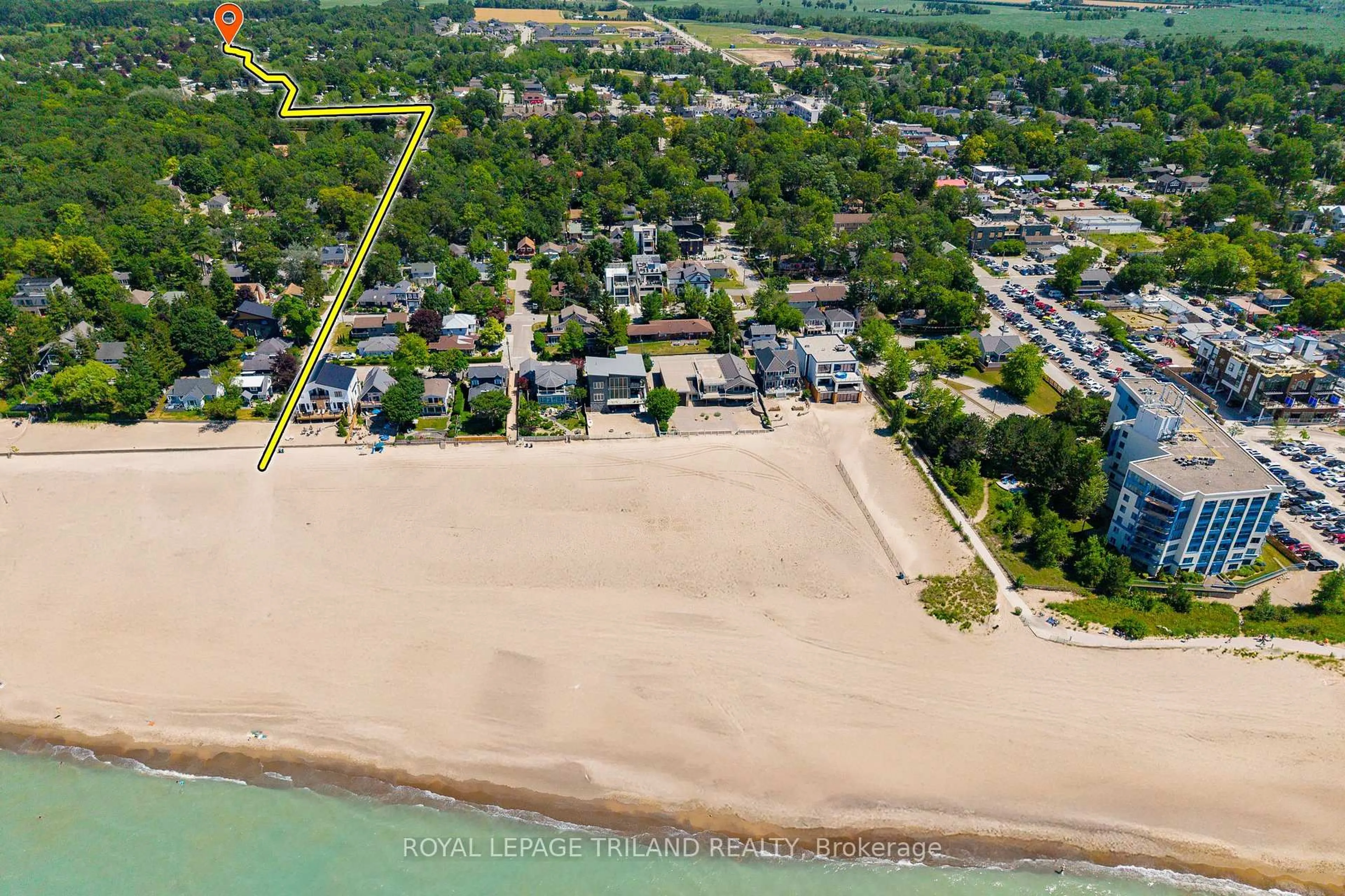 A pic from outside/outdoor area/front of a property/back of a property/a pic from drone, water/lake/river/ocean view for 355 Shannon Blvd, South Huron Ontario N0M 1T0