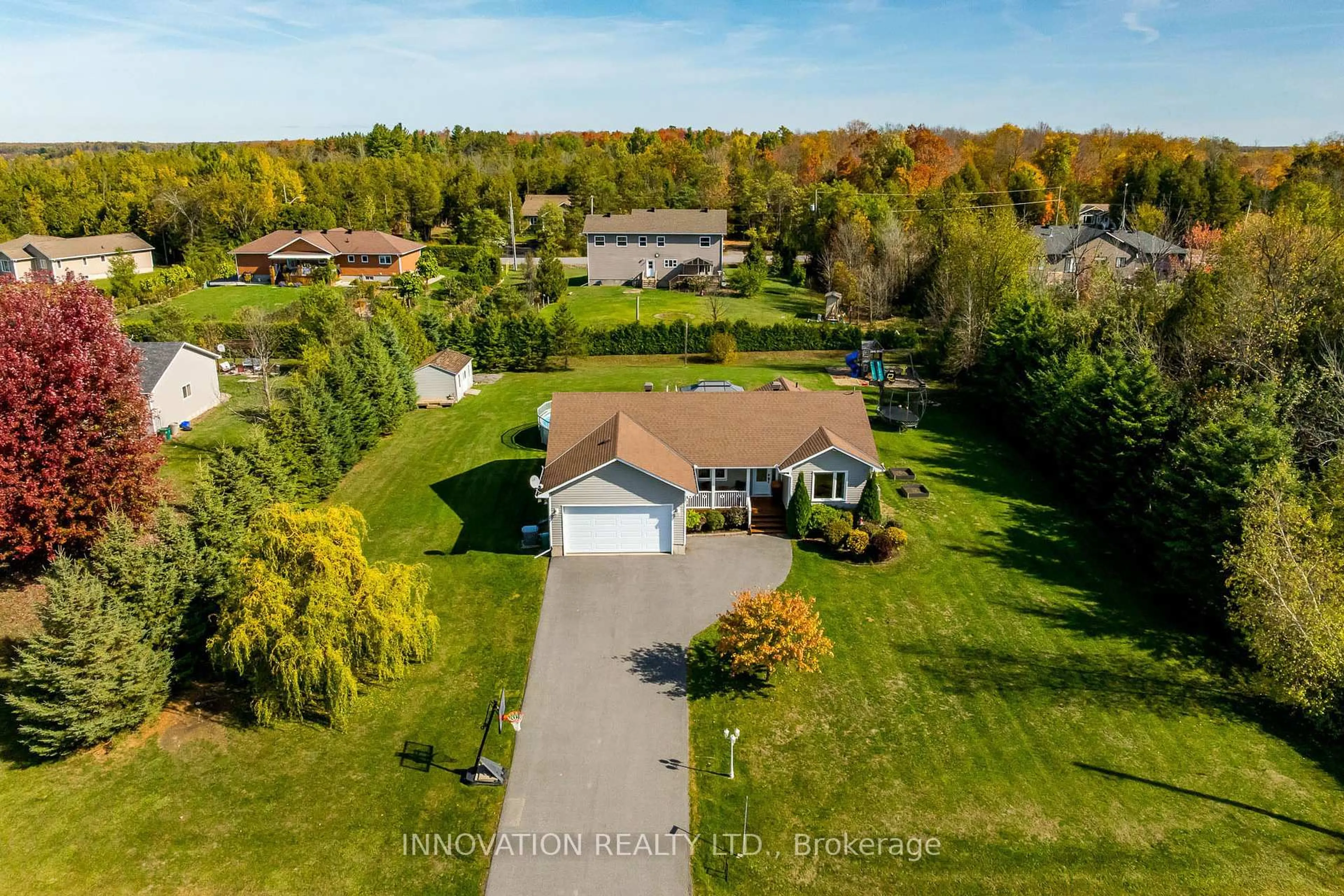 A pic from outside/outdoor area/front of a property/back of a property/a pic from drone, water/lake/river/ocean view for 4105 Calbrent Way, Osgoode Ontario K0A 2W0