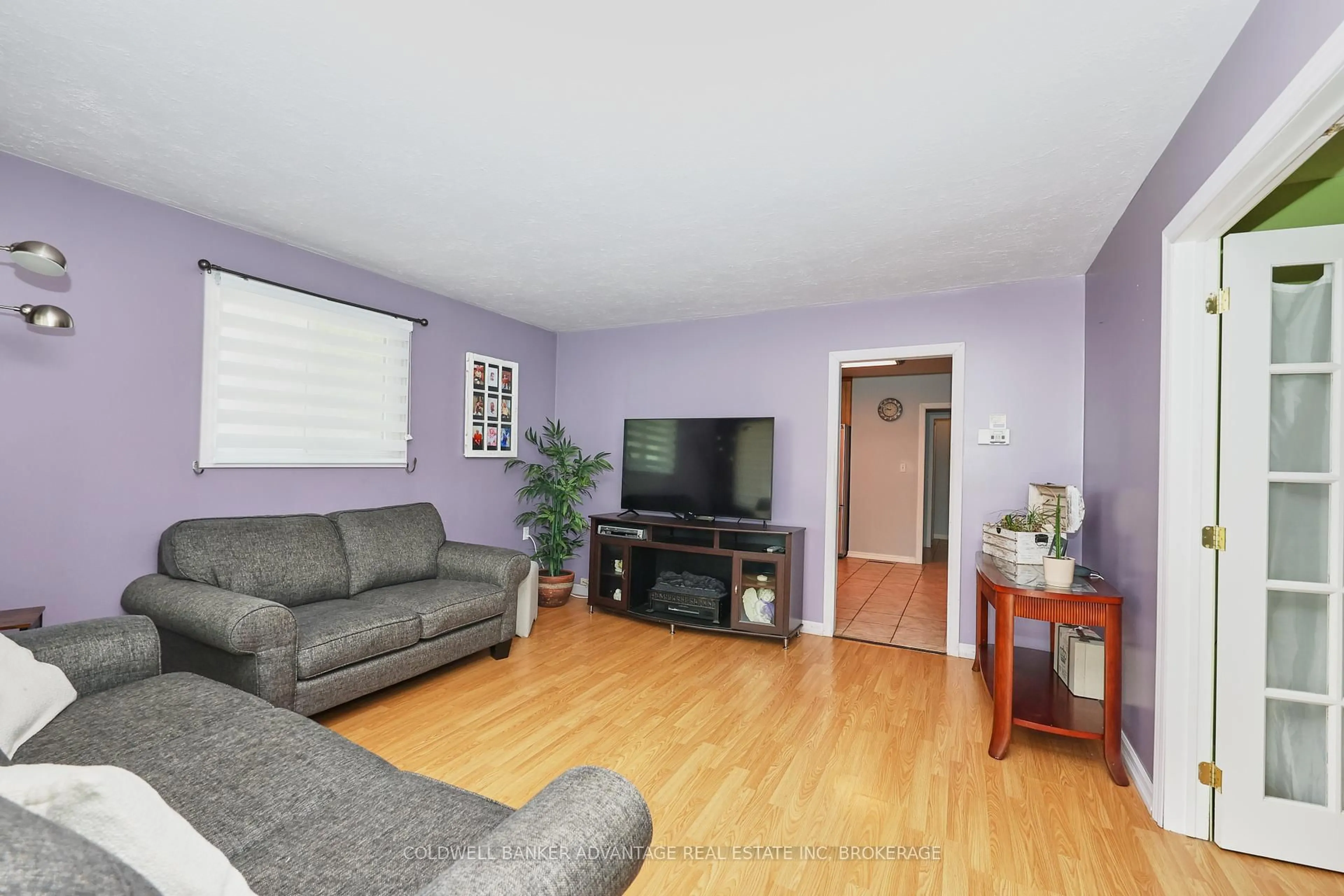Living room with furniture, wood/laminate floor for 17 Clifford Ave, Welland Ontario L3C 2C6