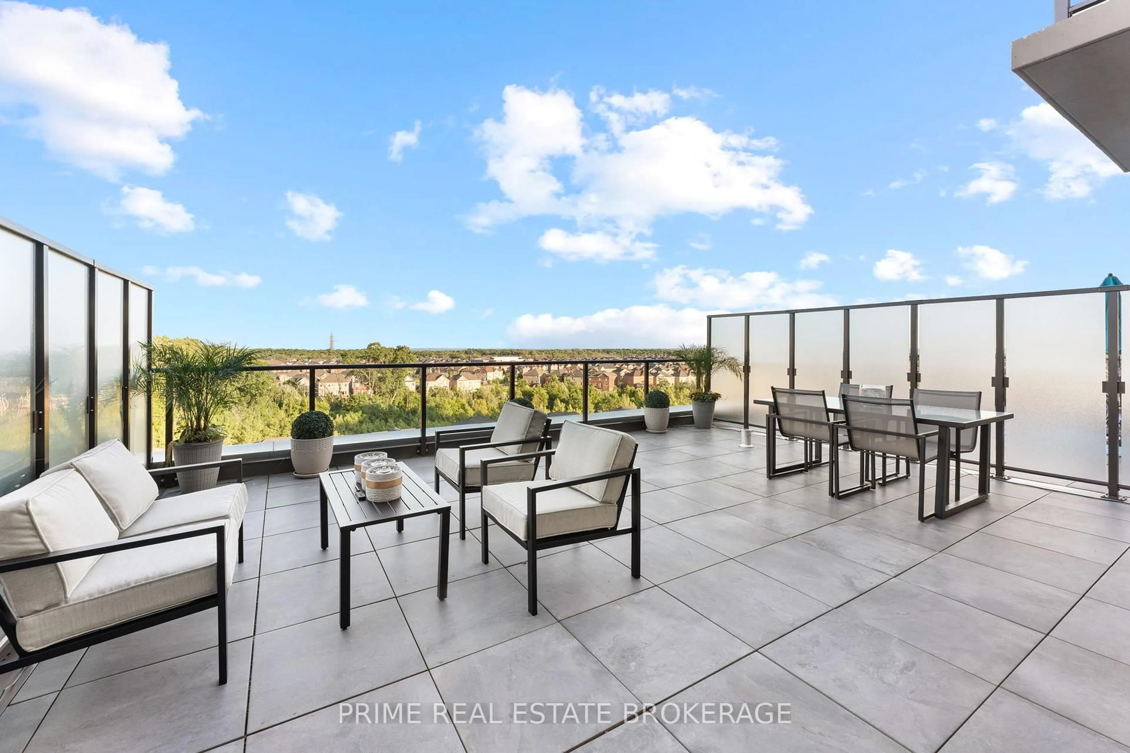 Patio, city buildings view from balcony for 460 Dundas St #711, Hamilton Ontario L8B 2A5