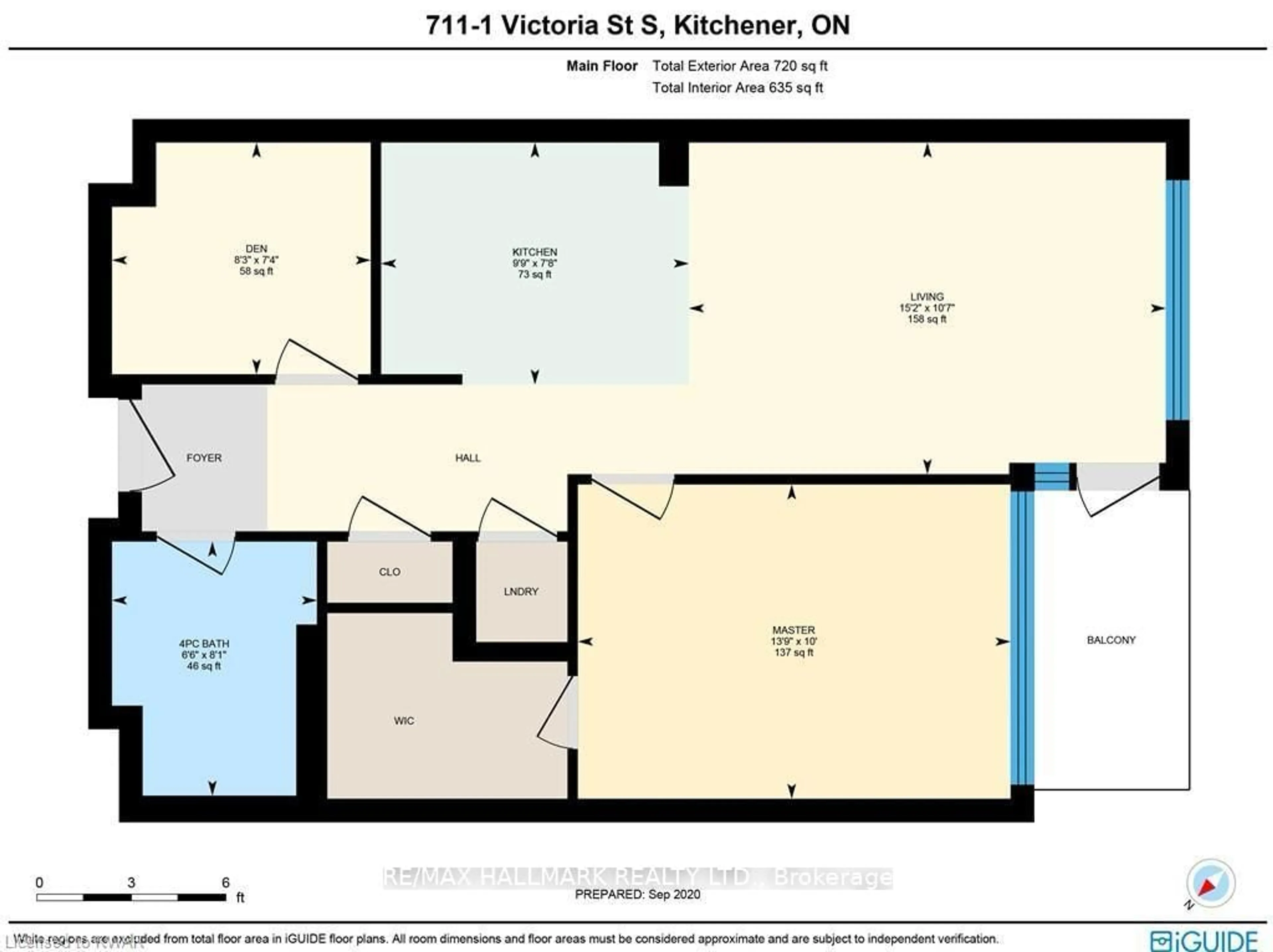 Floor plan for 1 Victoria St #711, Kitchener Ontario N2G 0B5