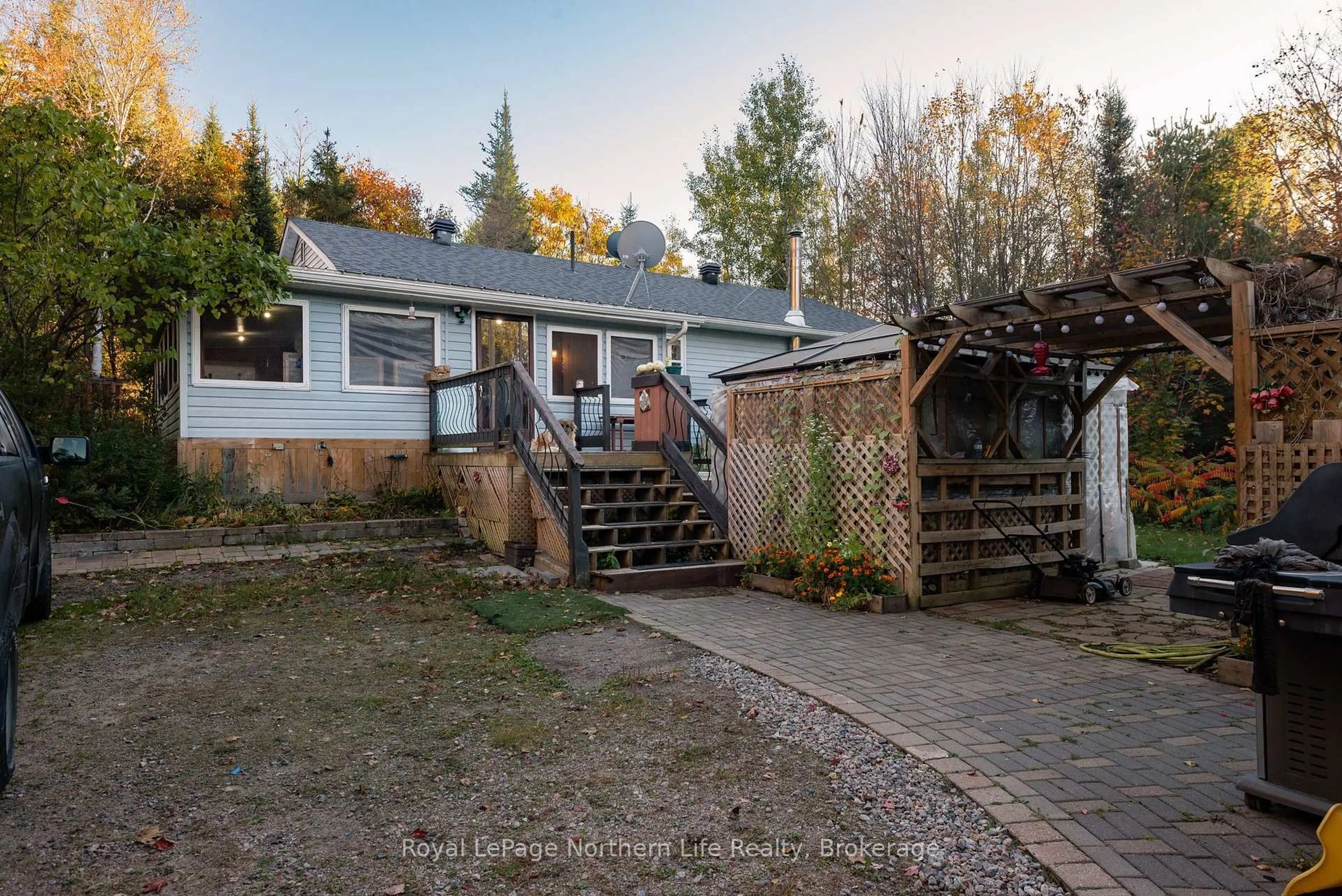 A pic from outside/outdoor area/front of a property/back of a property/a pic from drone, street for 903 Highway 17, Bonfield Ontario P1B 8G4