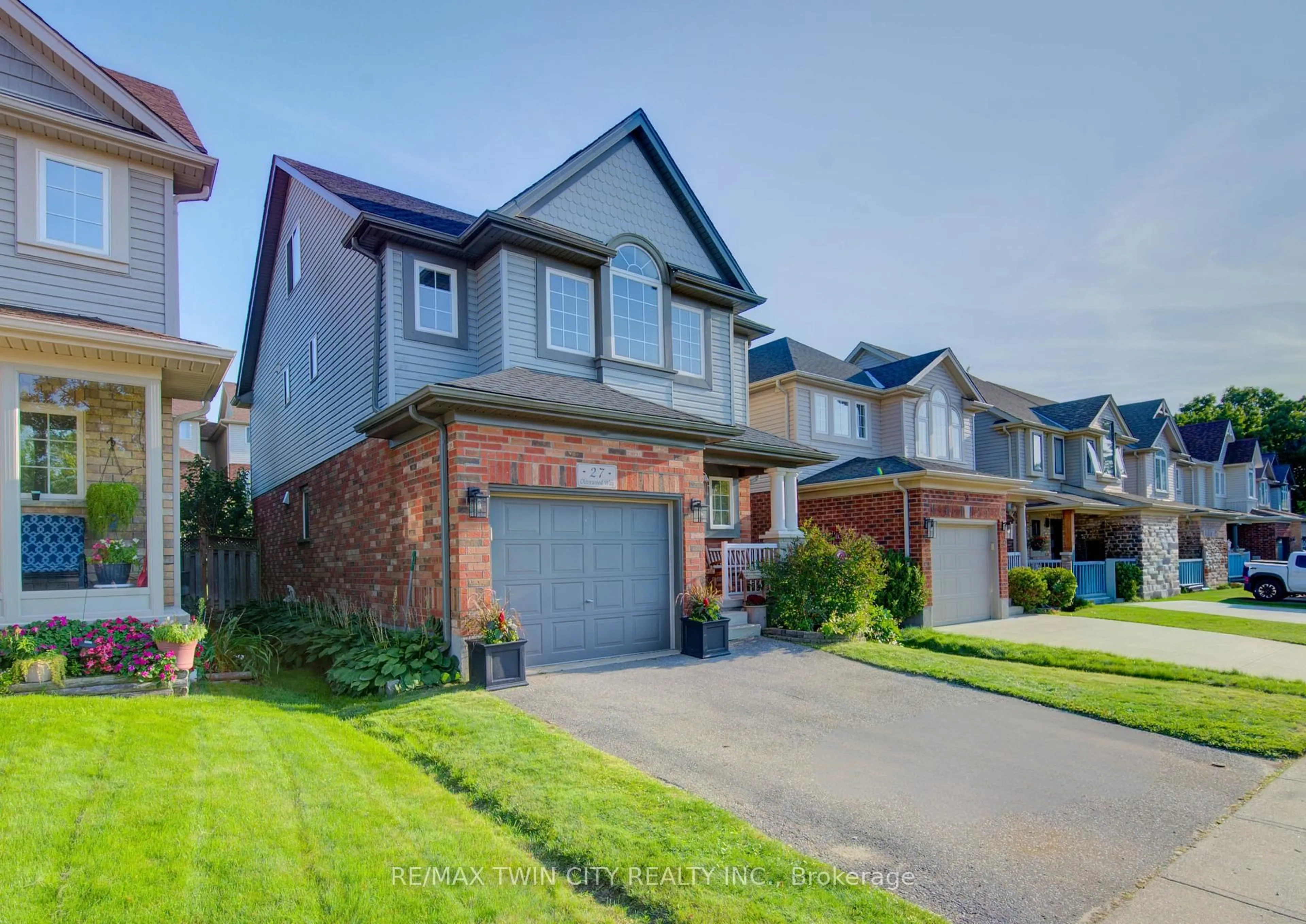Home with brick exterior material, street for 27 Olivewood Way, Cambridge Ontario N3C 4N9