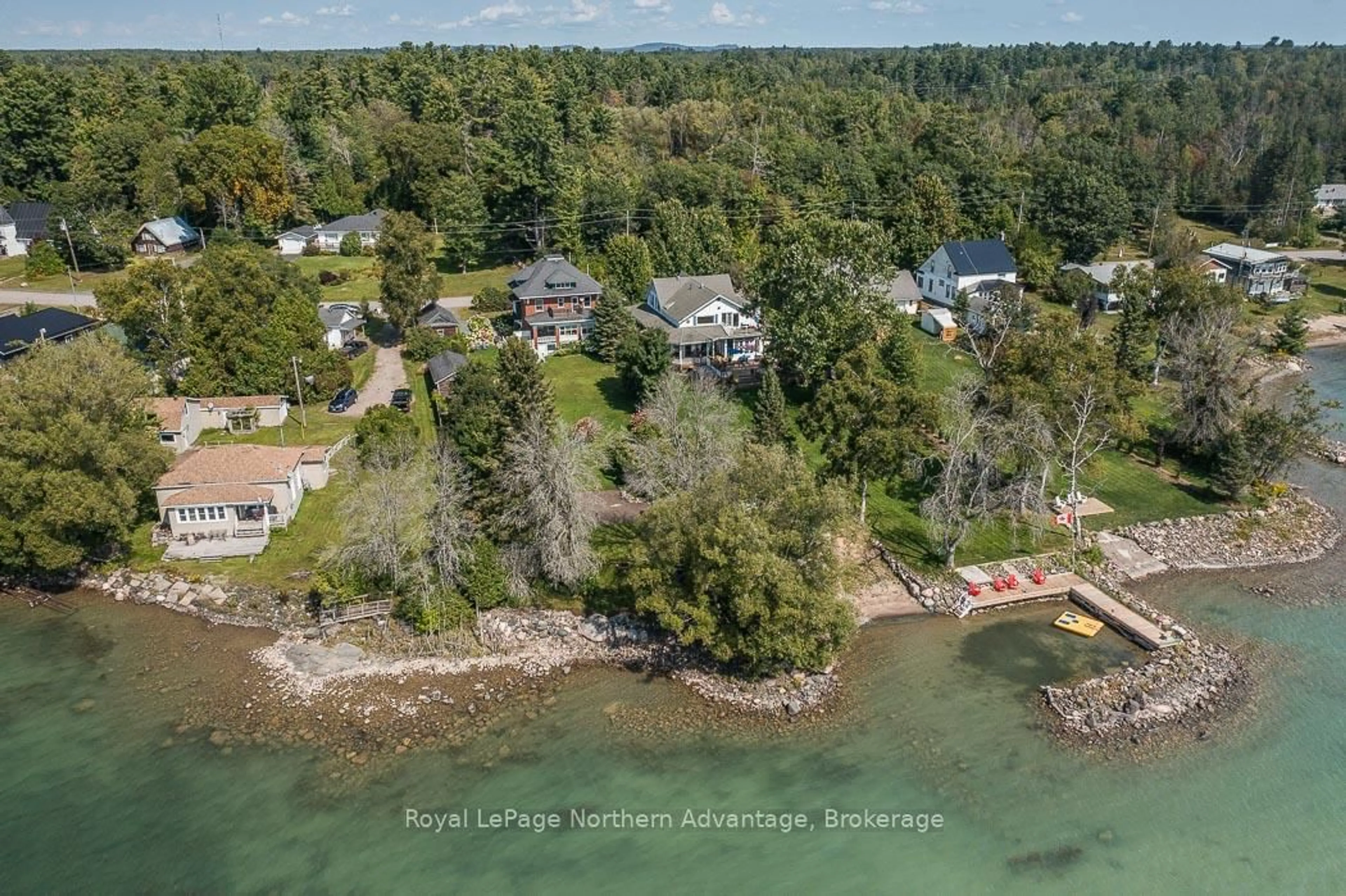 A pic from outside/outdoor area/front of a property/back of a property/a pic from drone, water/lake/river/ocean view for 31 Taylor St, Bruce Mines Ontario P0R 1C0