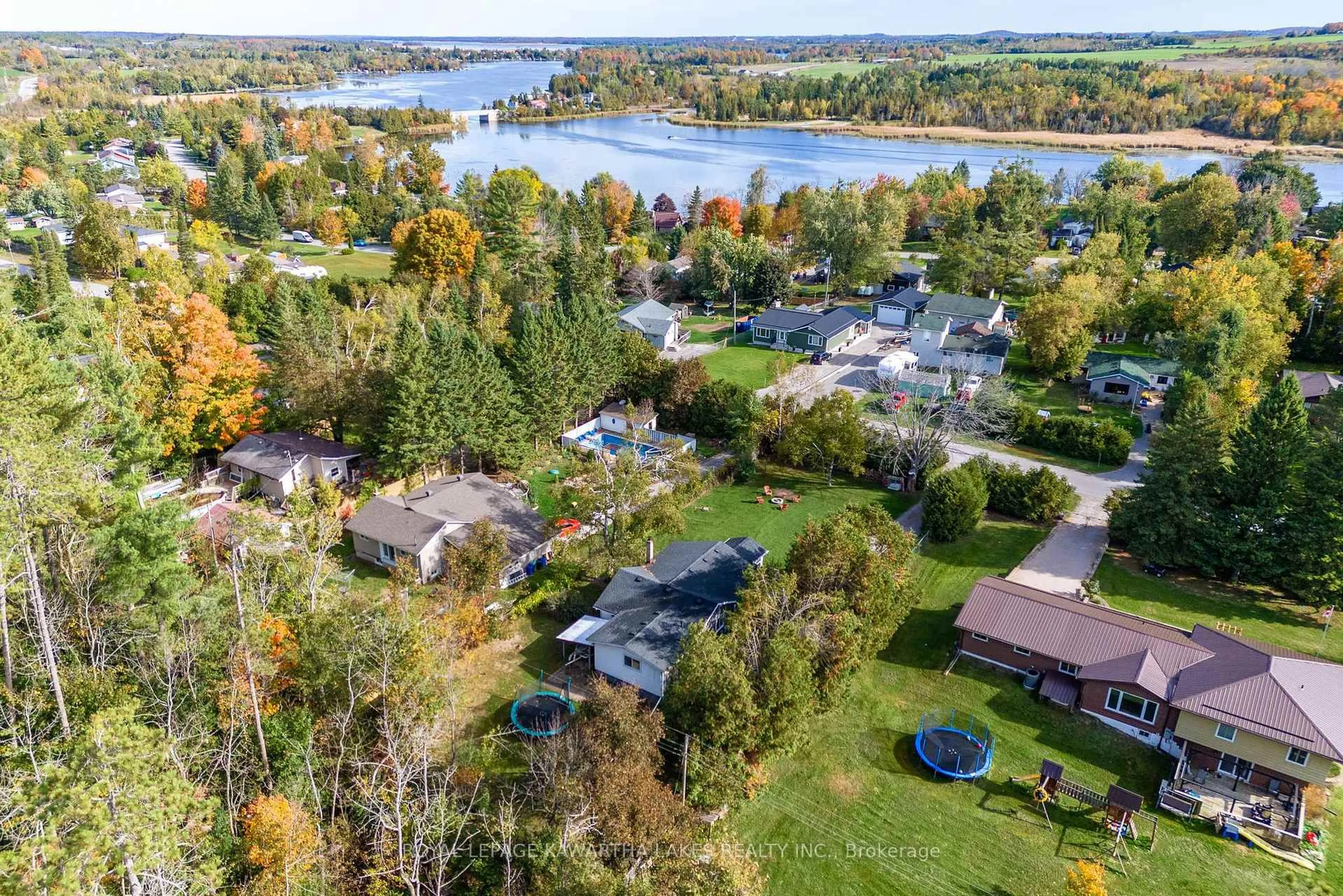 A pic from outside/outdoor area/front of a property/back of a property/a pic from drone, water/lake/river/ocean view for 35 Woods Ave, Kawartha Lakes Ontario K0L 2W0