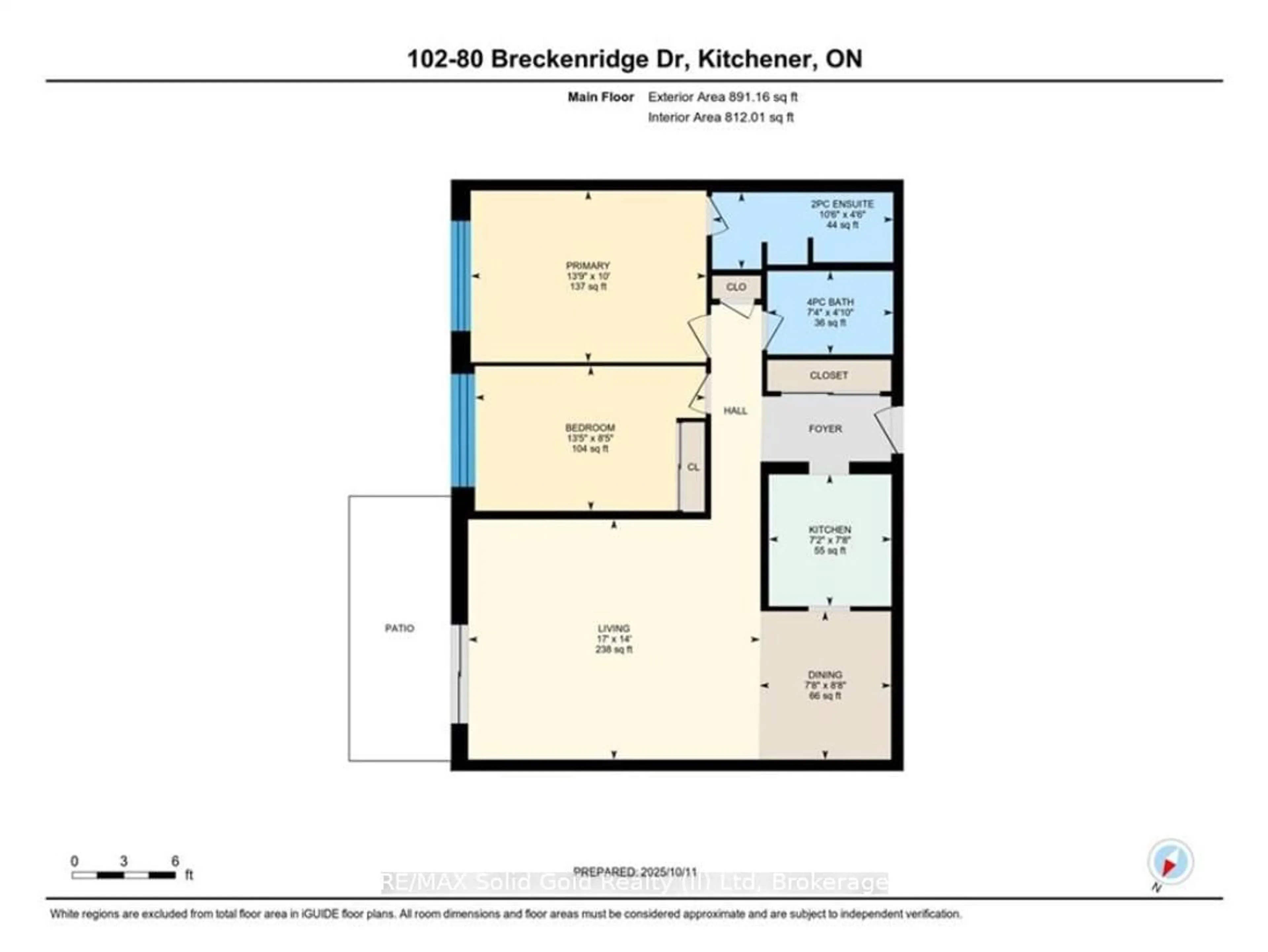 Floor plan for 80 Breckenridge Dr #102, Kitchener Ontario N2B 2N9