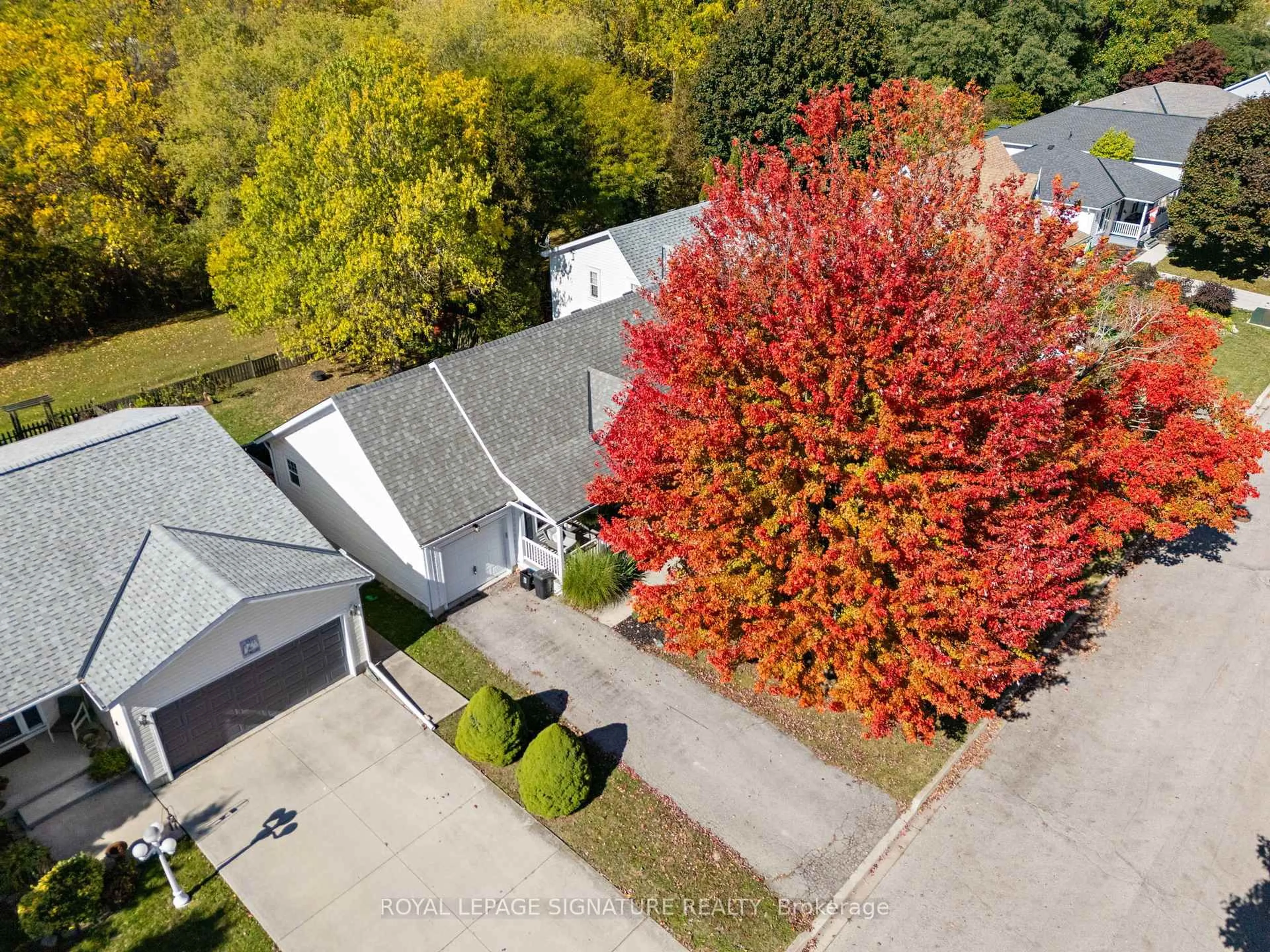 A pic from outside/outdoor area/front of a property/back of a property/a pic from drone, forest/trees view for 17 Denby Rd, Norfolk Ontario N0A 1N4