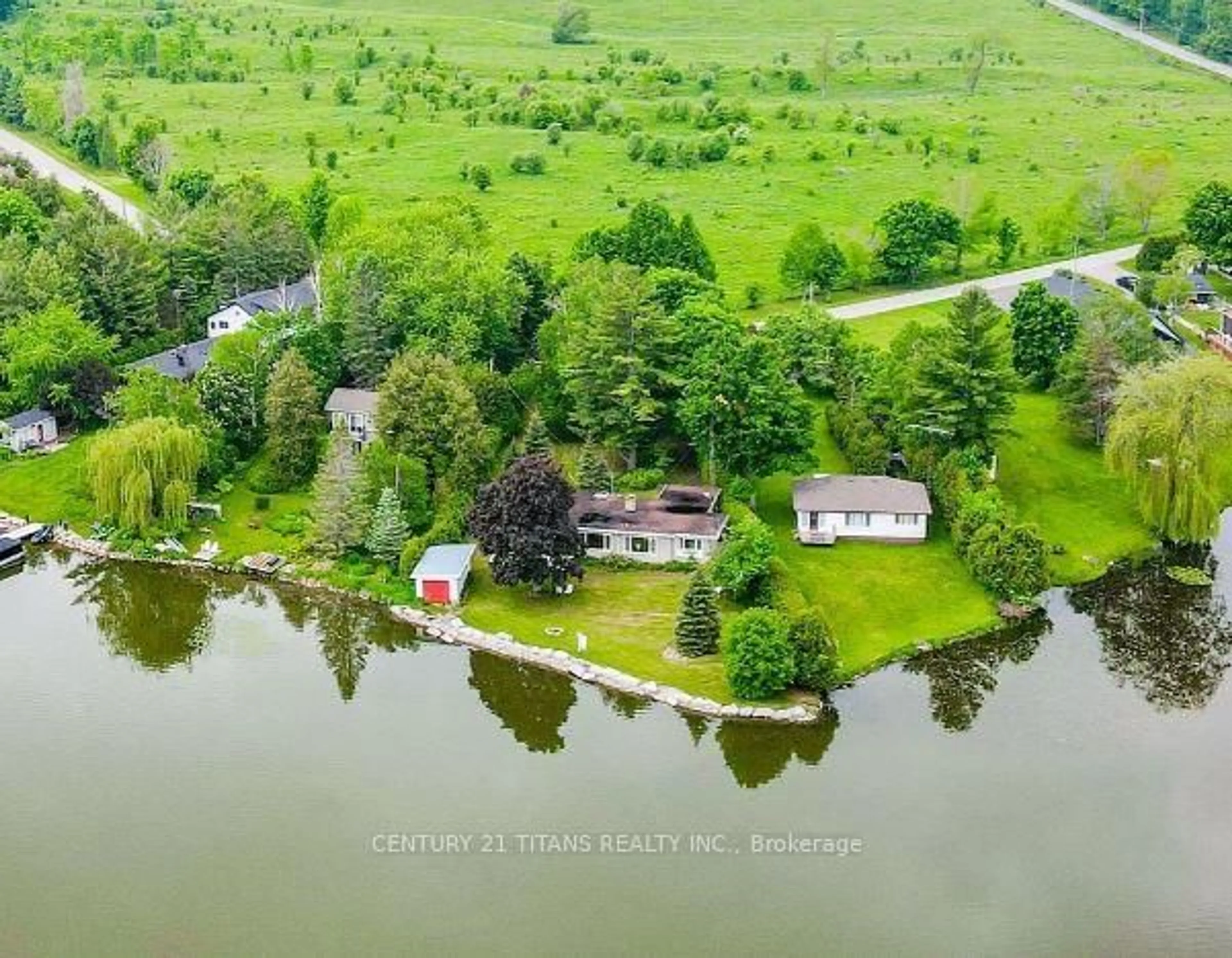 A pic from outside/outdoor area/front of a property/back of a property/a pic from drone, water/lake/river/ocean view for 21 Glassford Rd, Kawartha Lakes Ontario K0M 2C0