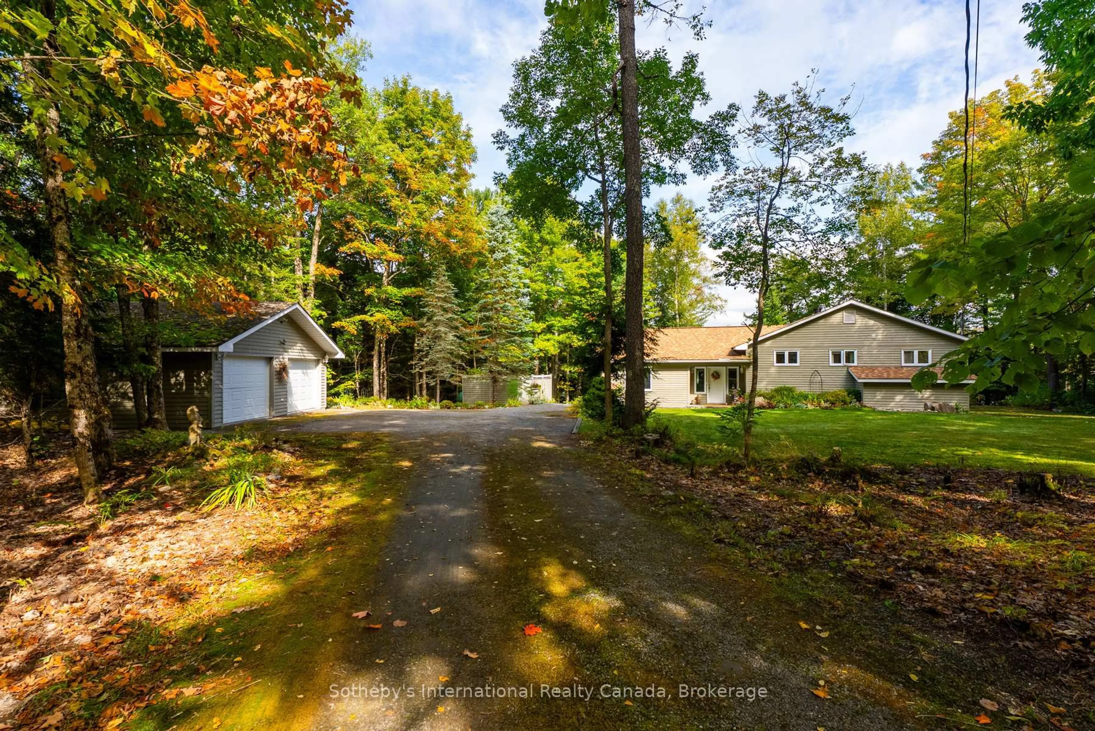 A pic from outside/outdoor area/front of a property/back of a property/a pic from drone, forest/trees view for 20 Fish Rock Rd, Huntsville Ontario P1H 2N5