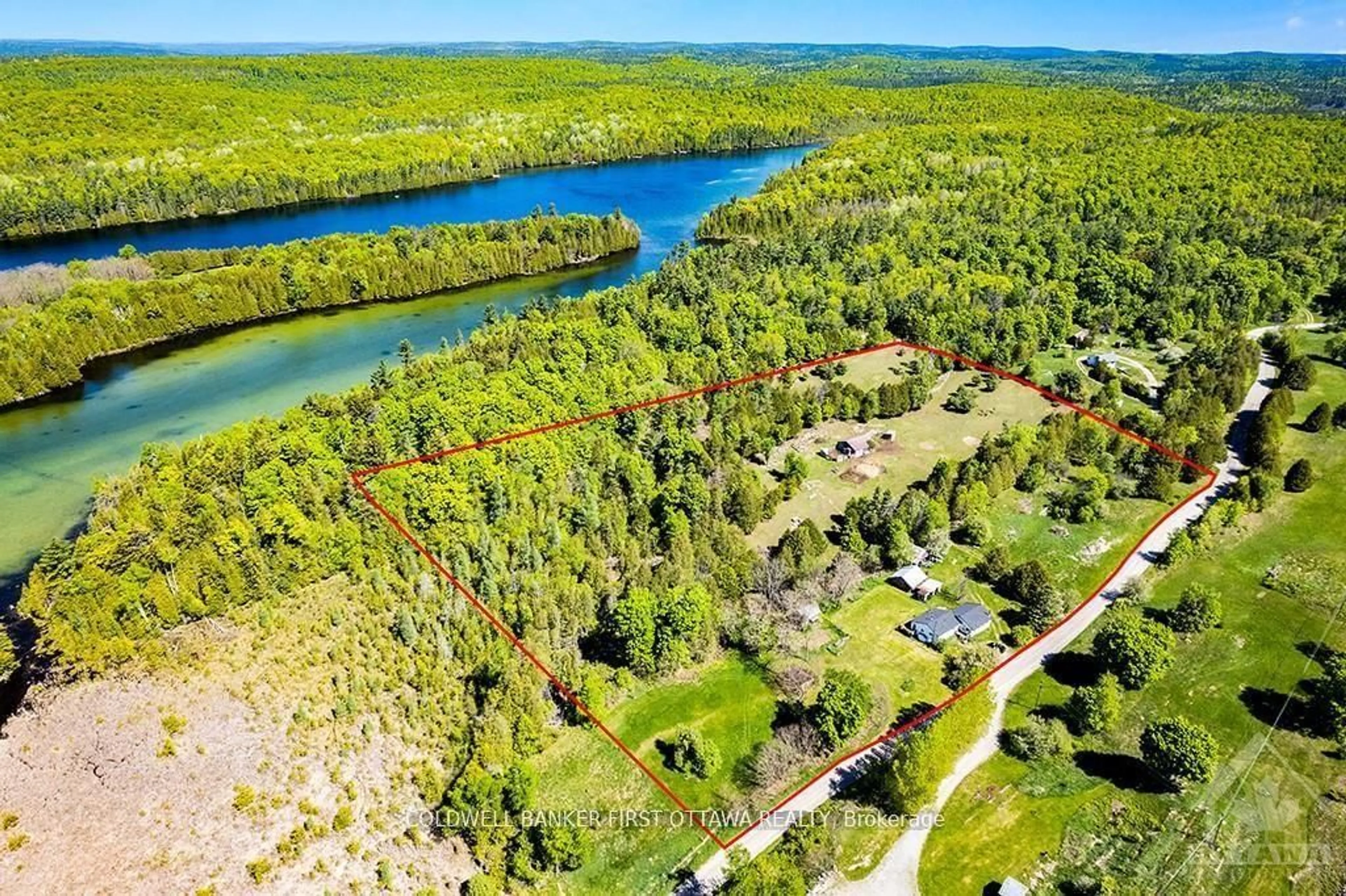 A pic from outside/outdoor area/front of a property/back of a property/a pic from drone, water/lake/river/ocean view for 2523 Canonto Rd, Ompah Ontario K0H 2J0