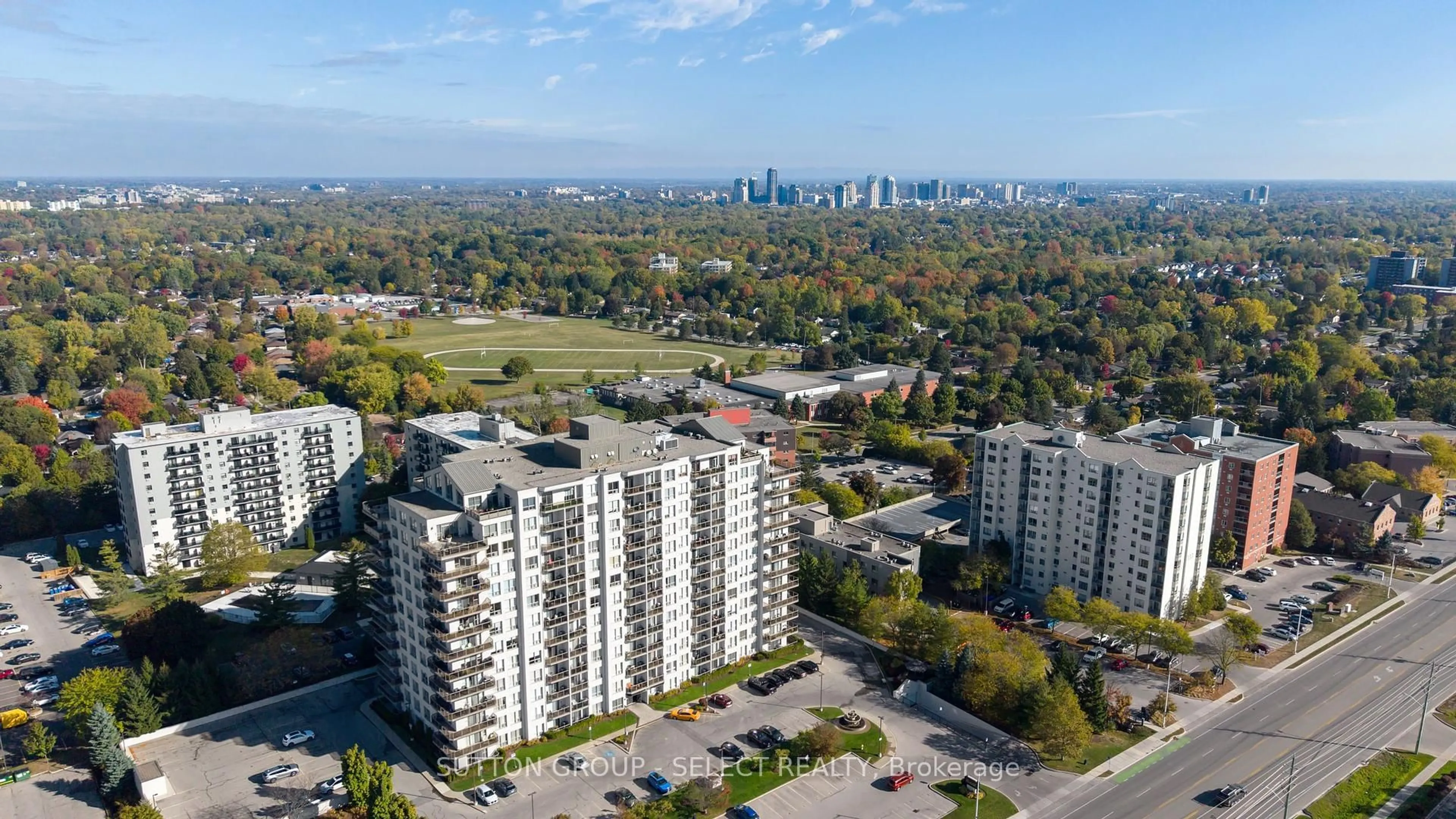 A pic from outside/outdoor area/front of a property/back of a property/a pic from drone, city buildings view from balcony for 353 Commissioners Rd #511, London South Ontario N6J 0A3