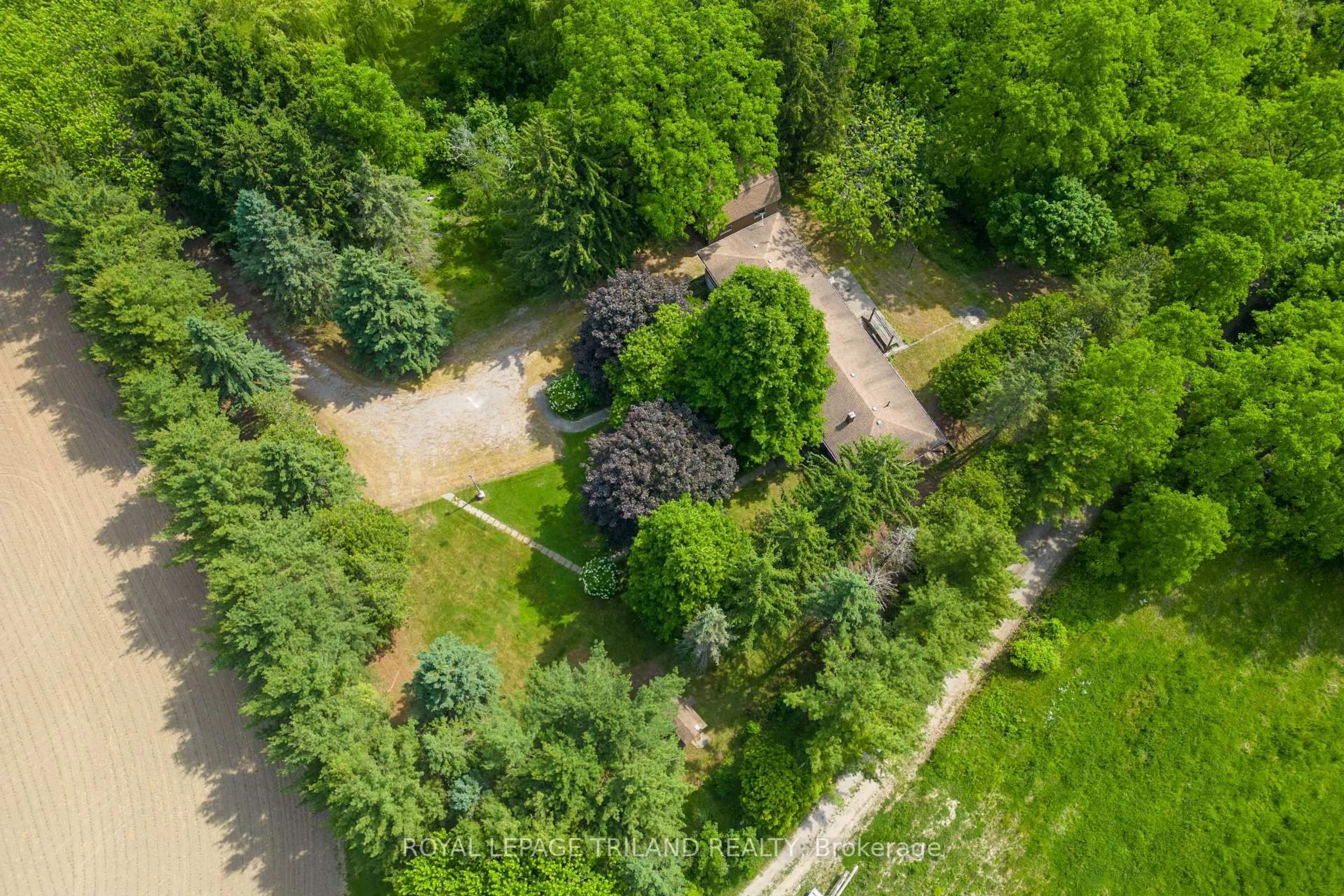 A pic from outside/outdoor area/front of a property/back of a property/a pic from drone, forest/trees view for 39339 Bush Line, St. Thomas Ontario N5P 3S9
