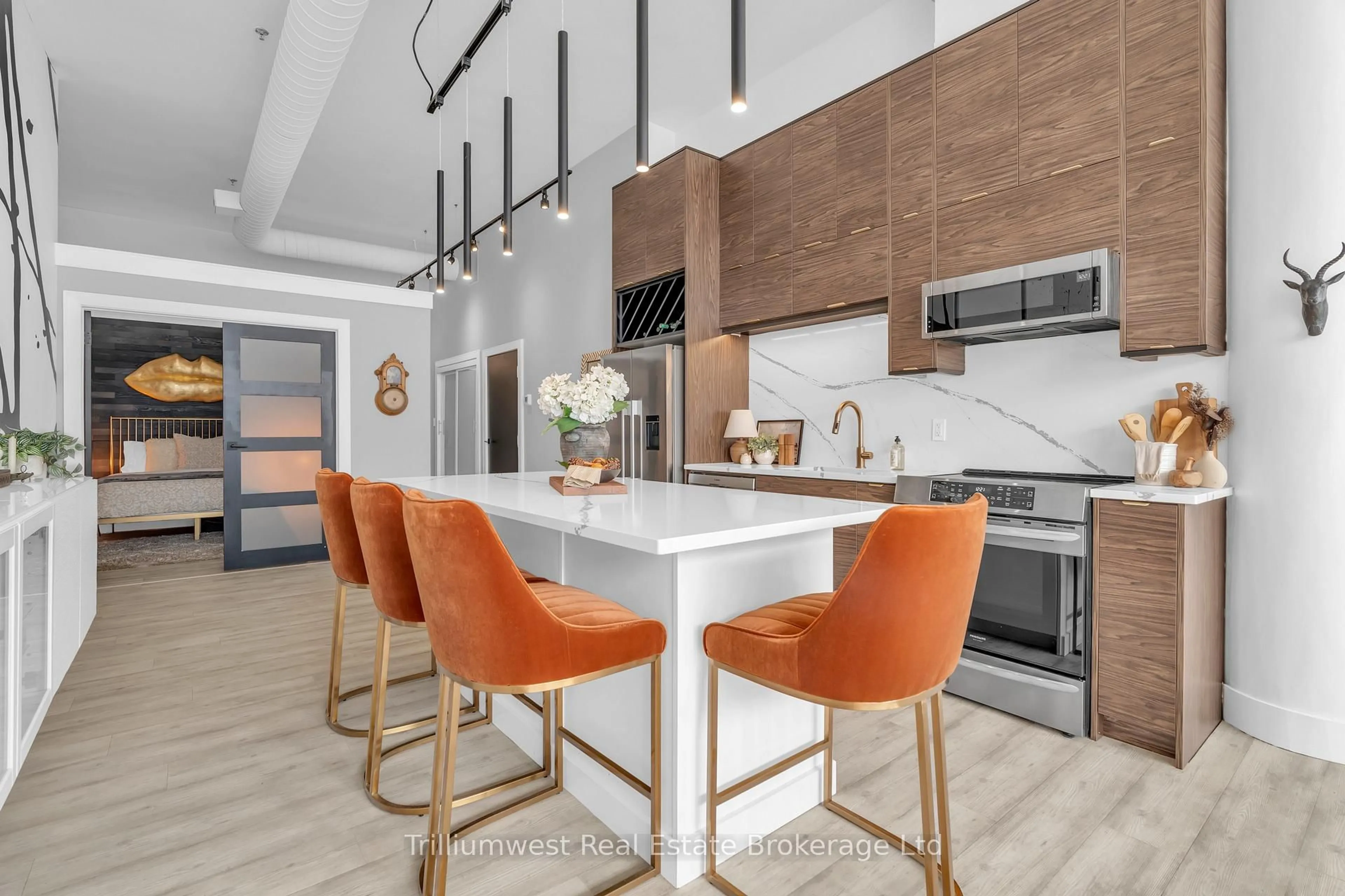 Open concept kitchen, ceramic/tile floor for 276 King St #205, Kitchener Ontario N2G 1B6