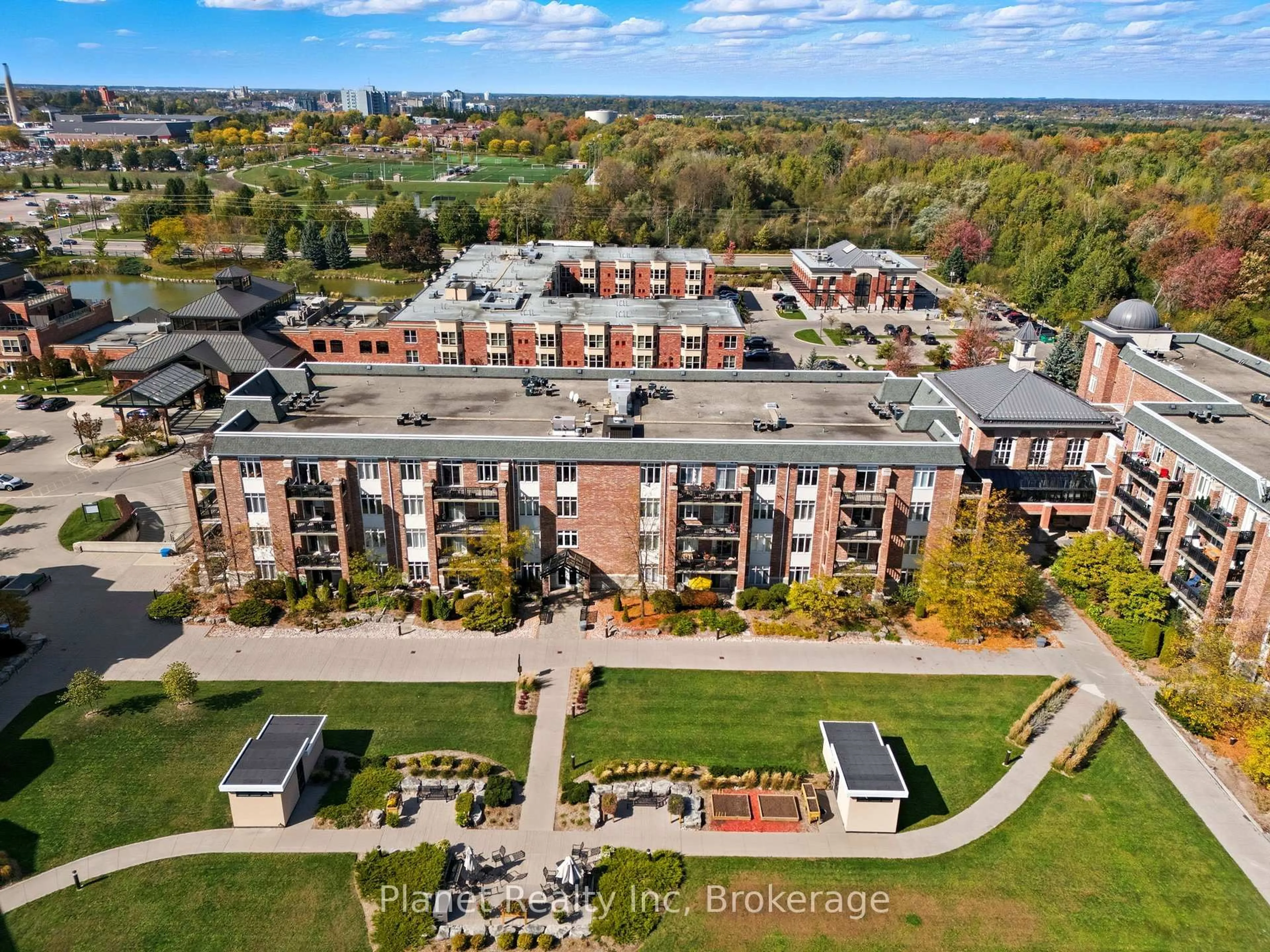 A pic from outside/outdoor area/front of a property/back of a property/a pic from drone, city buildings view from balcony for 65 Bayberry Dr #308, Guelph Ontario N1G 5K8