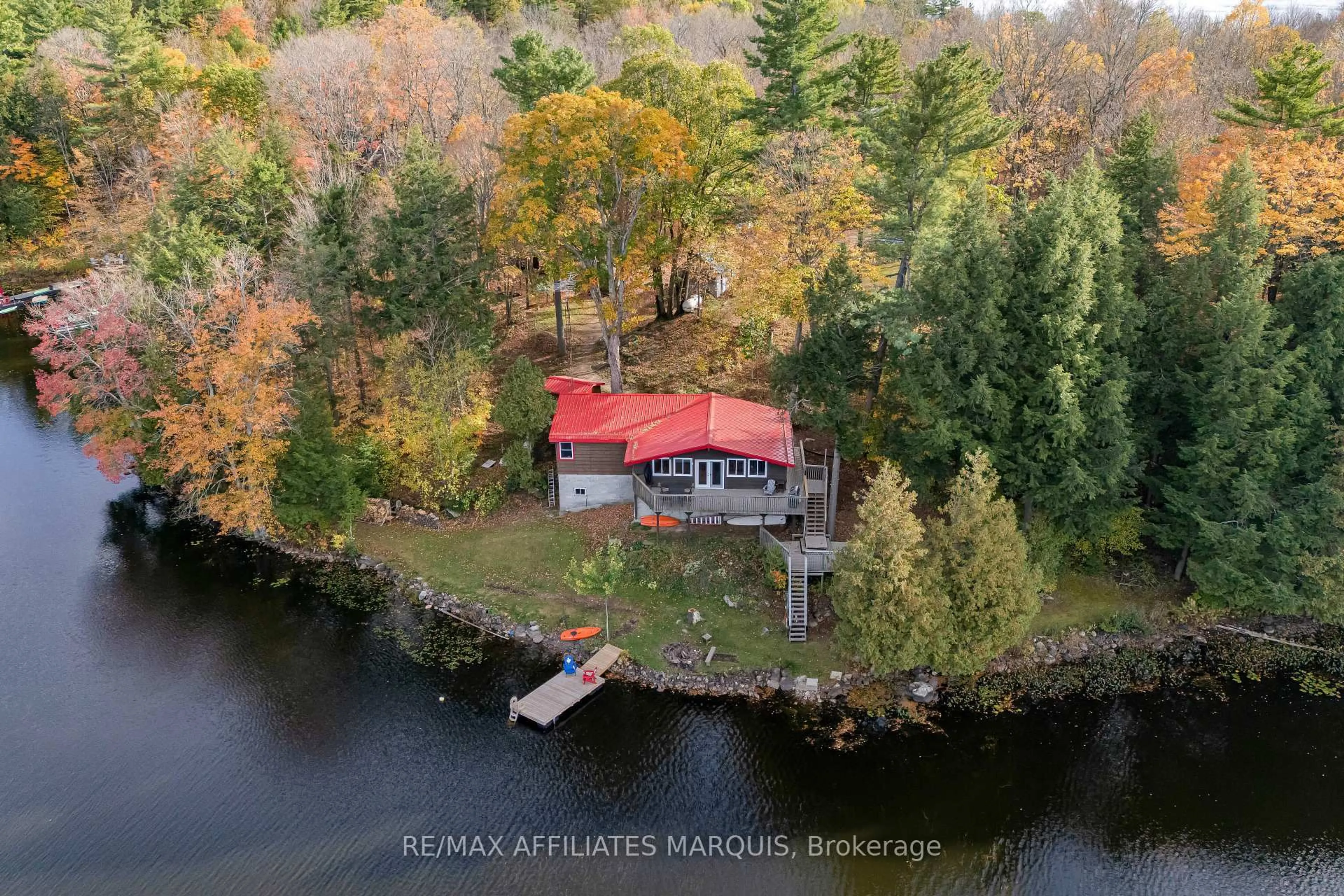 A pic from outside/outdoor area/front of a property/back of a property/a pic from drone, water/lake/river/ocean view for 3257B Frontenac Rd, Sharbot Lake Ontario K0H 2P0