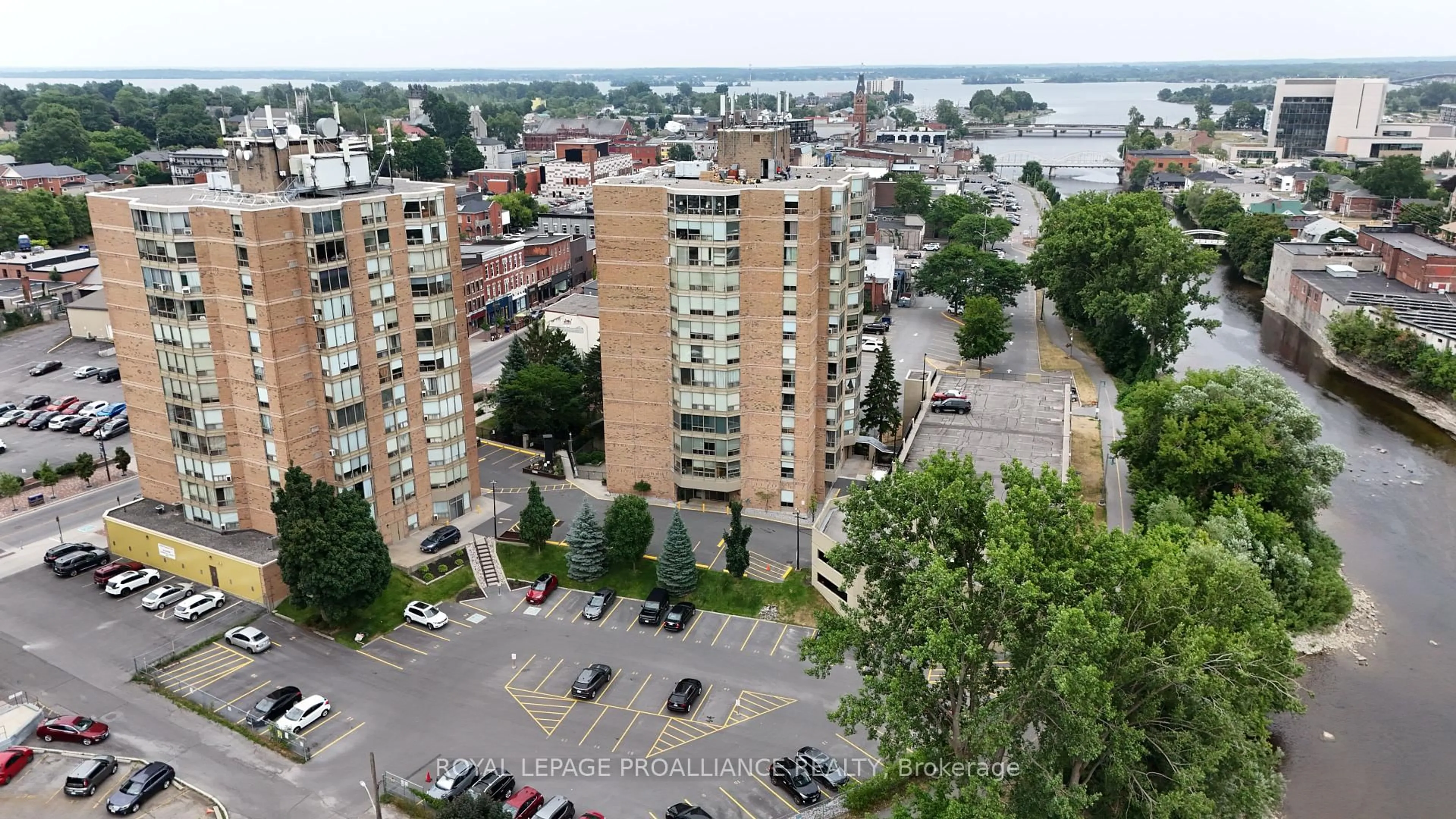 A pic from outside/outdoor area/front of a property/back of a property/a pic from drone, city buildings view from balcony for 344 Front St #604, Belleville Ontario K8N 5M4