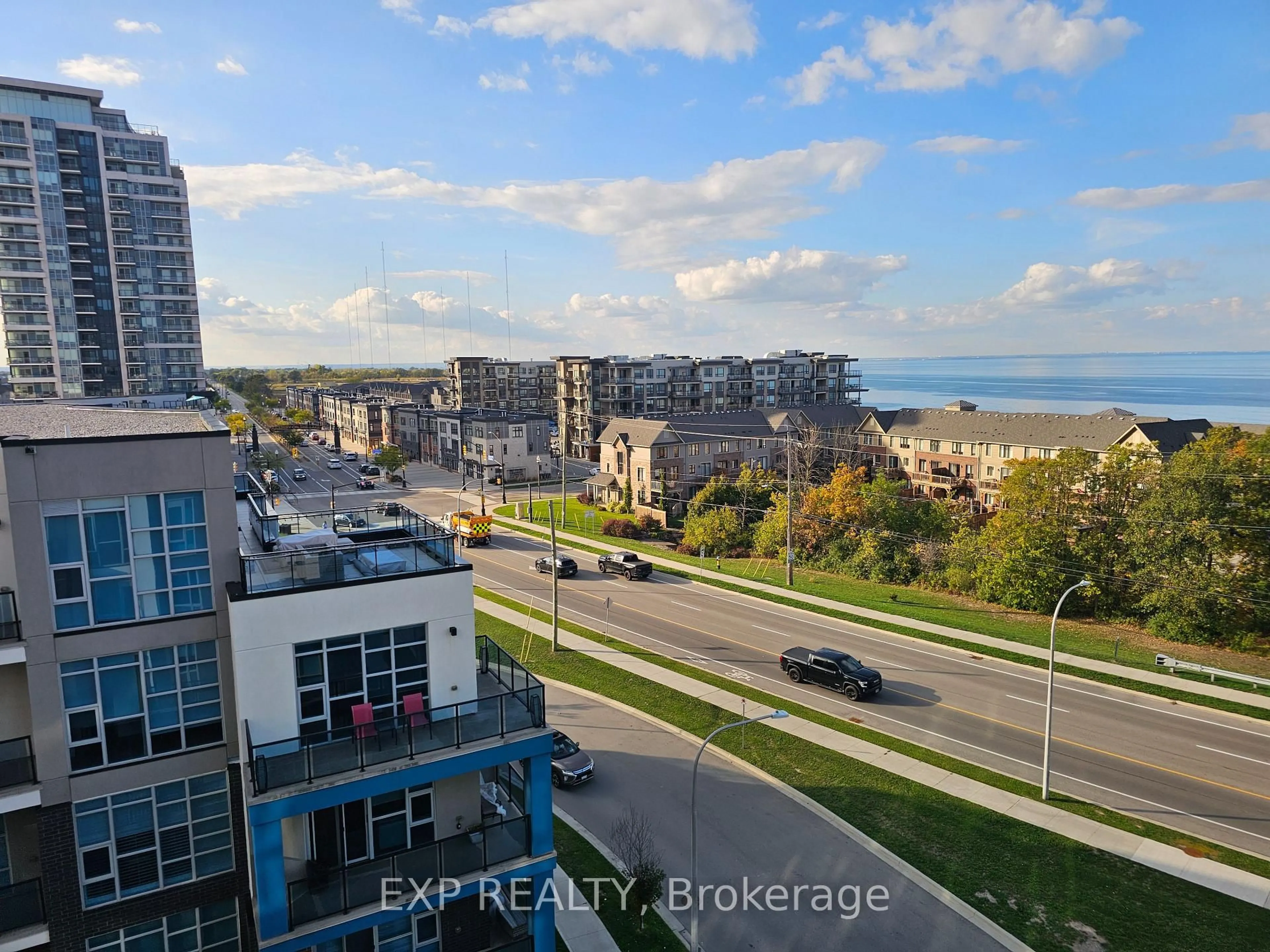 A pic from outside/outdoor area/front of a property/back of a property/a pic from drone, city buildings view from balcony for 16 Concord Pl #640, Grimsby Ontario L3M 0J1