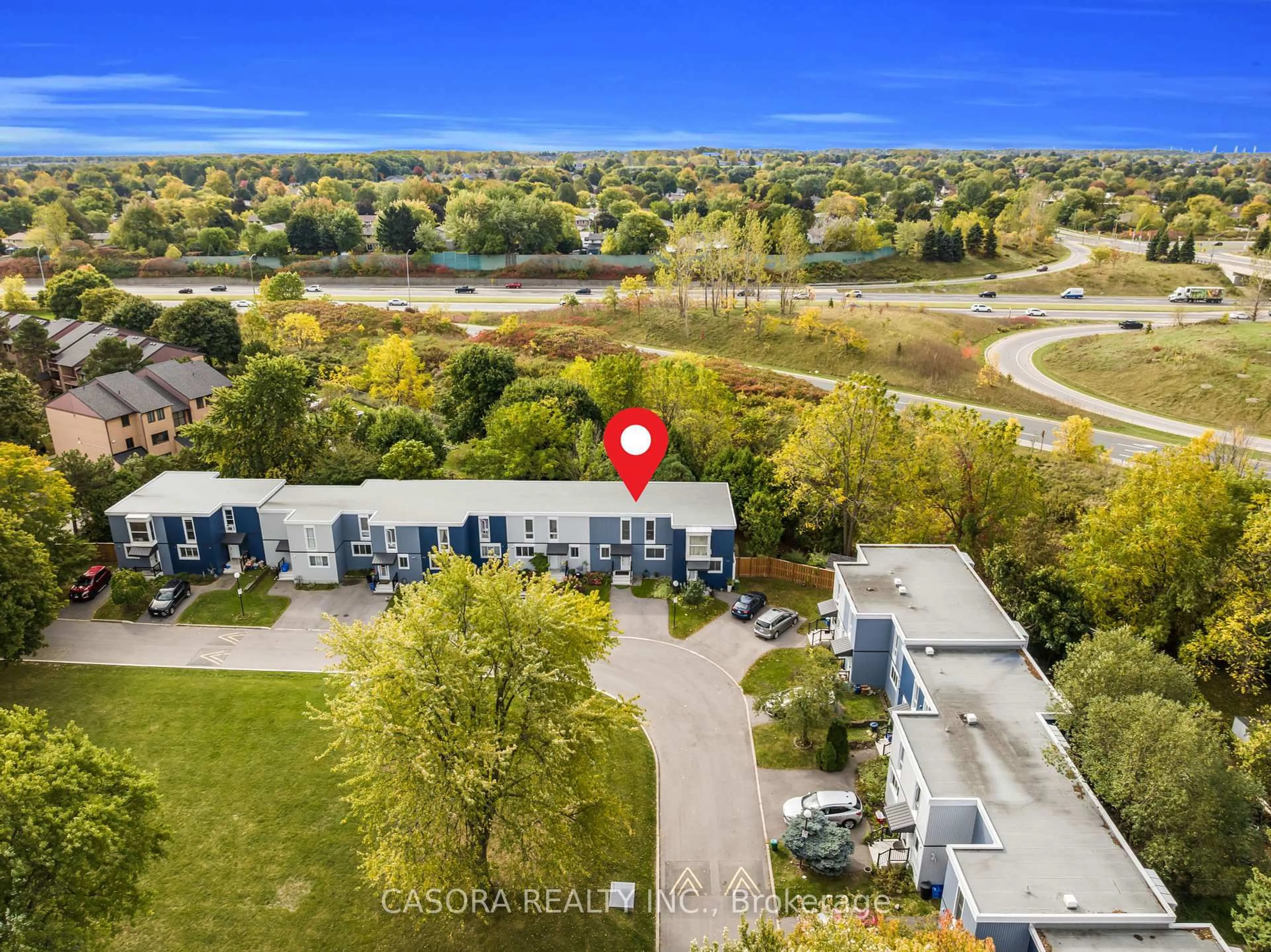 A pic from outside/outdoor area/front of a property/back of a property/a pic from drone, water/lake/river/ocean view for 25 Britten Clse #B56, Hamilton Ontario L9C 4J8