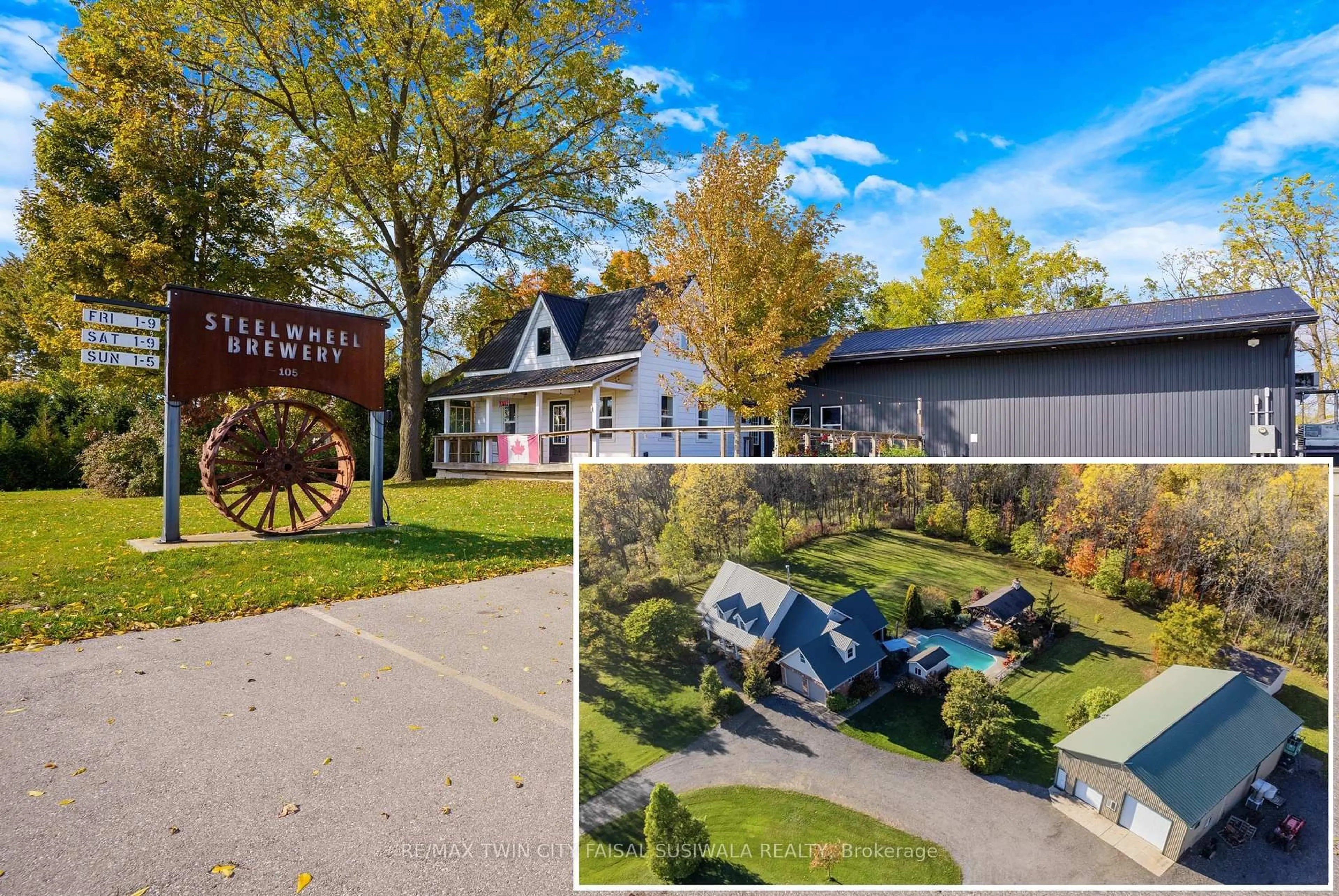 A pic from outside/outdoor area/front of a property/back of a property/a pic from drone, street for 103 Powerline Rd, Brant Ontario N3T 5L8