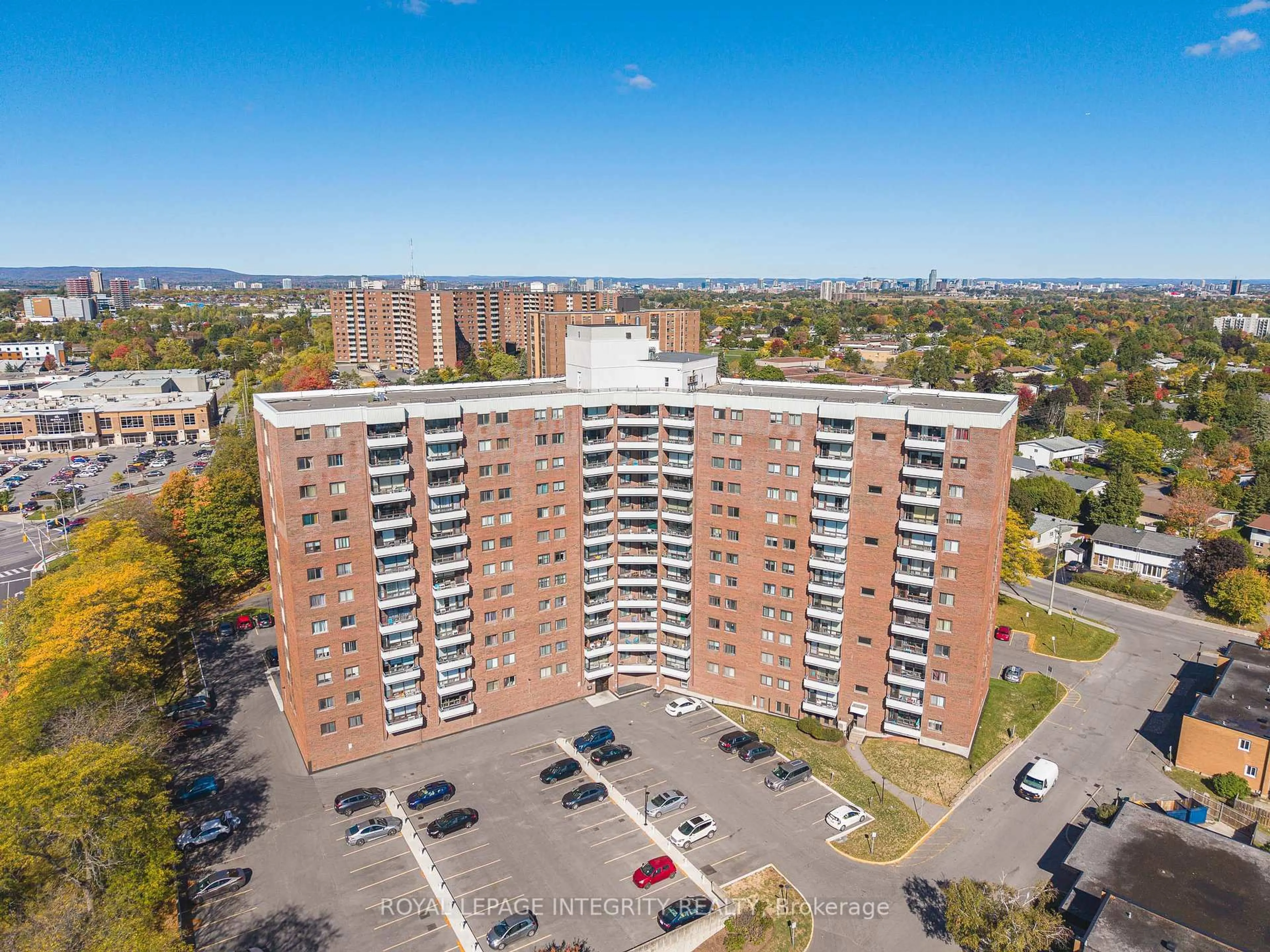 A pic from outside/outdoor area/front of a property/back of a property/a pic from drone, city buildings view from balcony for 20 Chesterton Dr #1010, Ottawa Ontario K2E 6Z7