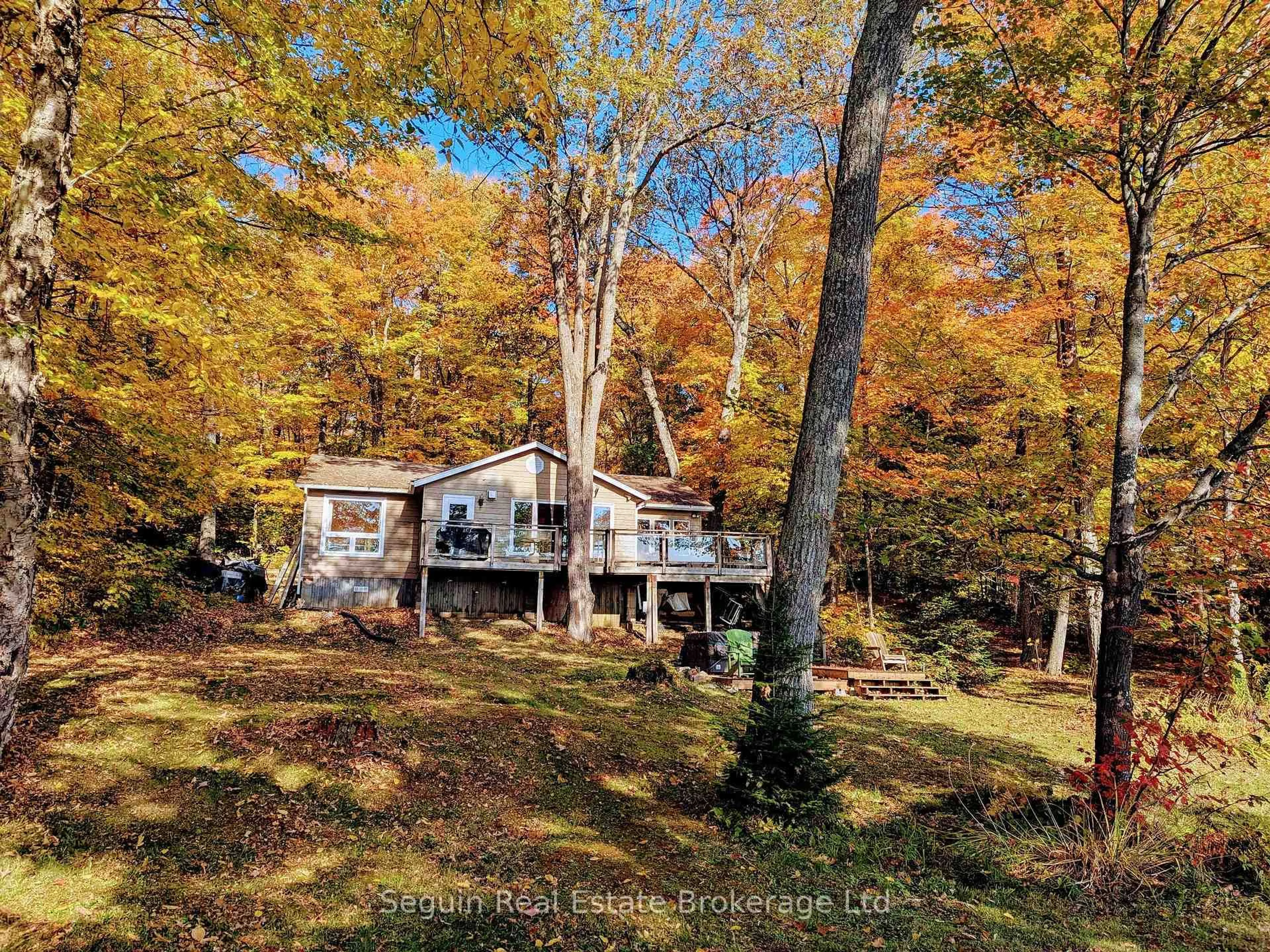 A pic from outside/outdoor area/front of a property/back of a property/a pic from drone, forest/trees view for 151 Sugar Lake Rd, Seguin Ontario P2A 0B6