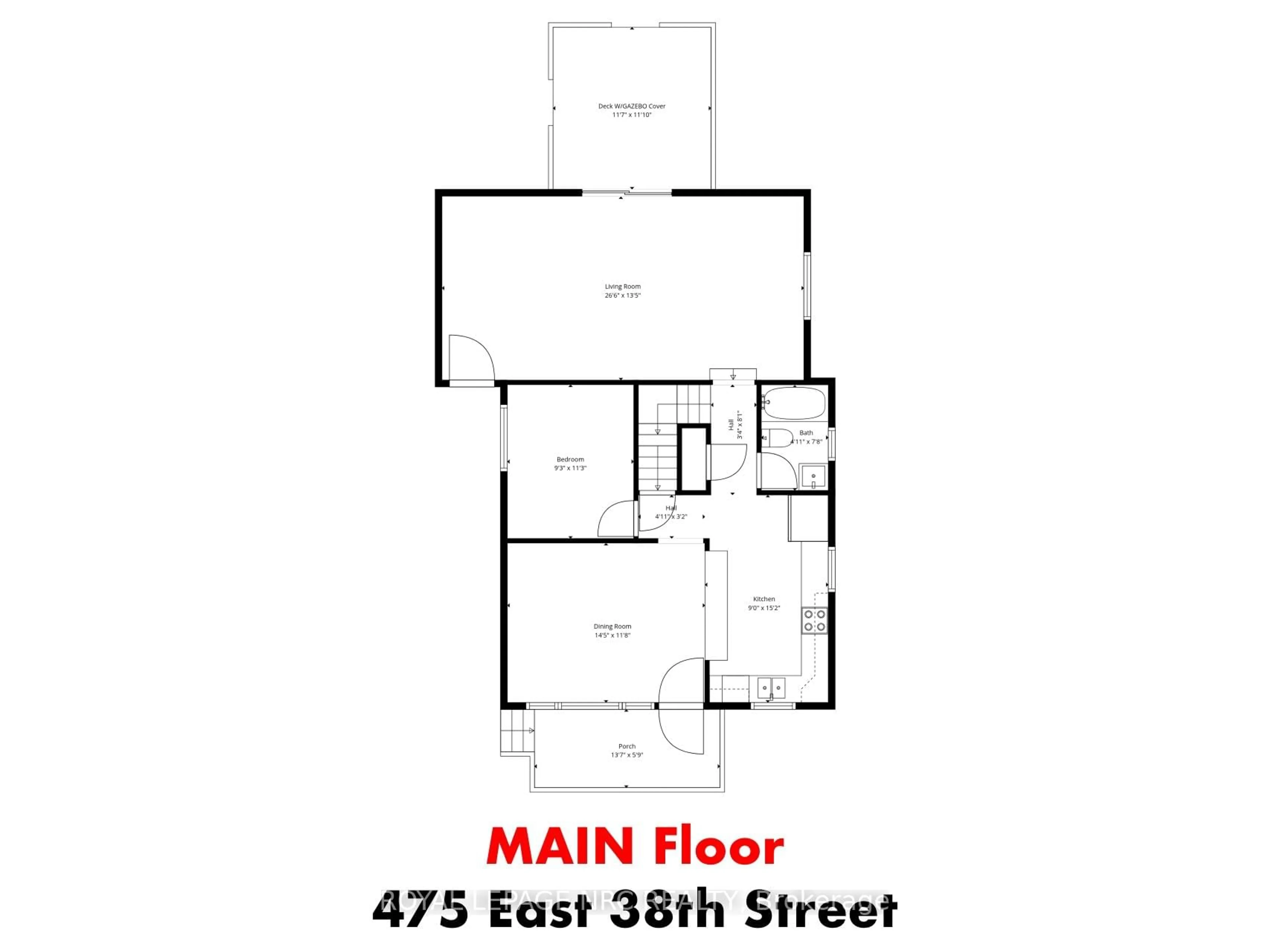Floor plan for 475 East 38th St, Hamilton Ontario L8V 4G7