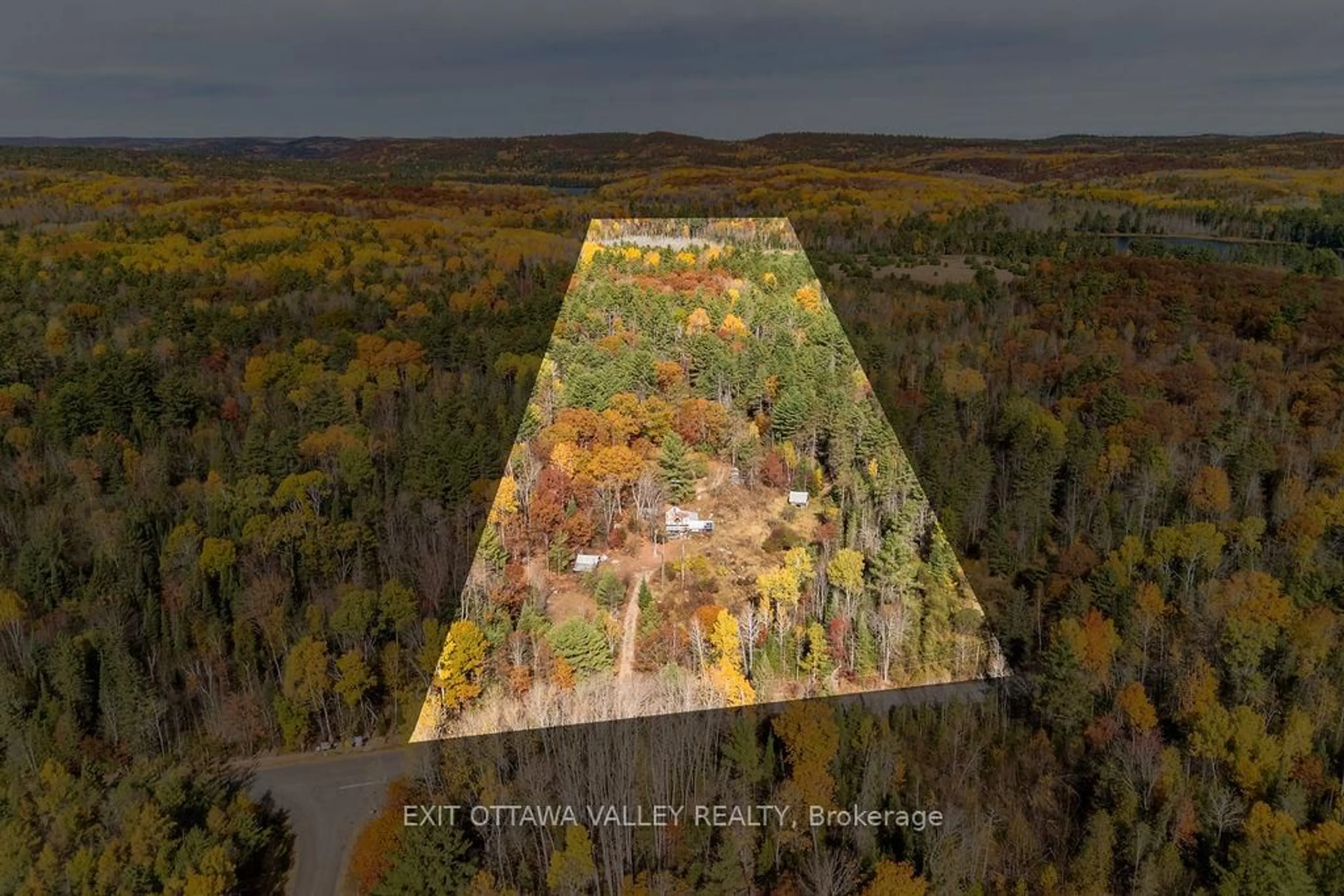 A pic from outside/outdoor area/front of a property/back of a property/a pic from drone, forest/trees view for 1794 Tramore Rd, Golden Lake Ontario K0J 1X0