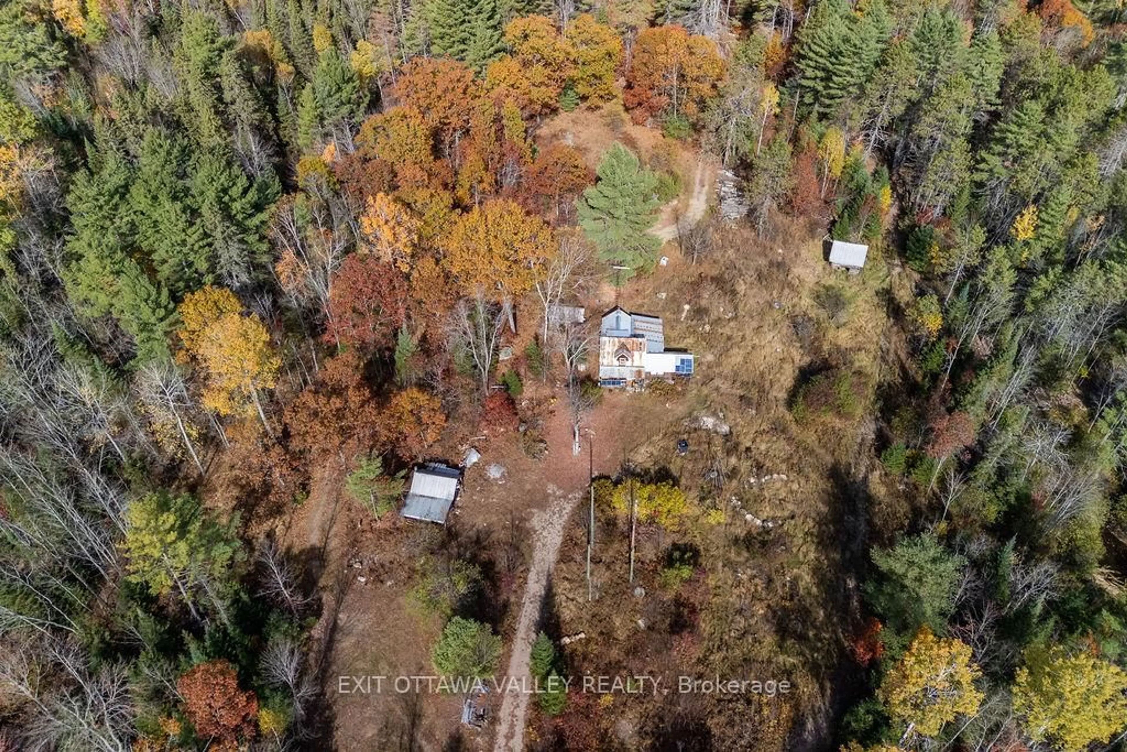 A pic from outside/outdoor area/front of a property/back of a property/a pic from drone, forest/trees view for 1794 Tramore Rd, Golden Lake Ontario K0J 1X0