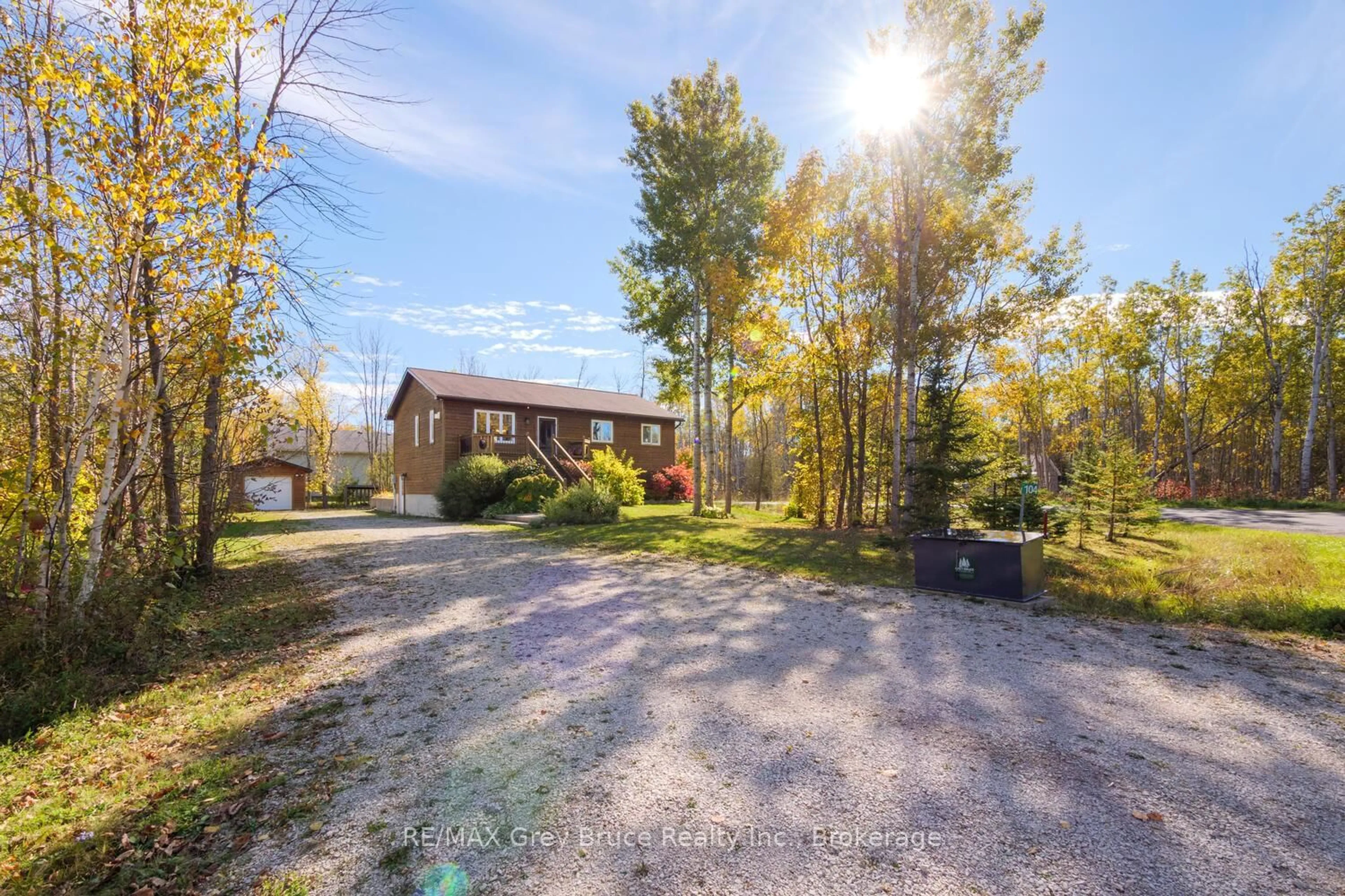 A pic from outside/outdoor area/front of a property/back of a property/a pic from drone, forest/trees view for 104 Maple Dr, Northern Bruce Peninsula Ontario N0H 1Z0