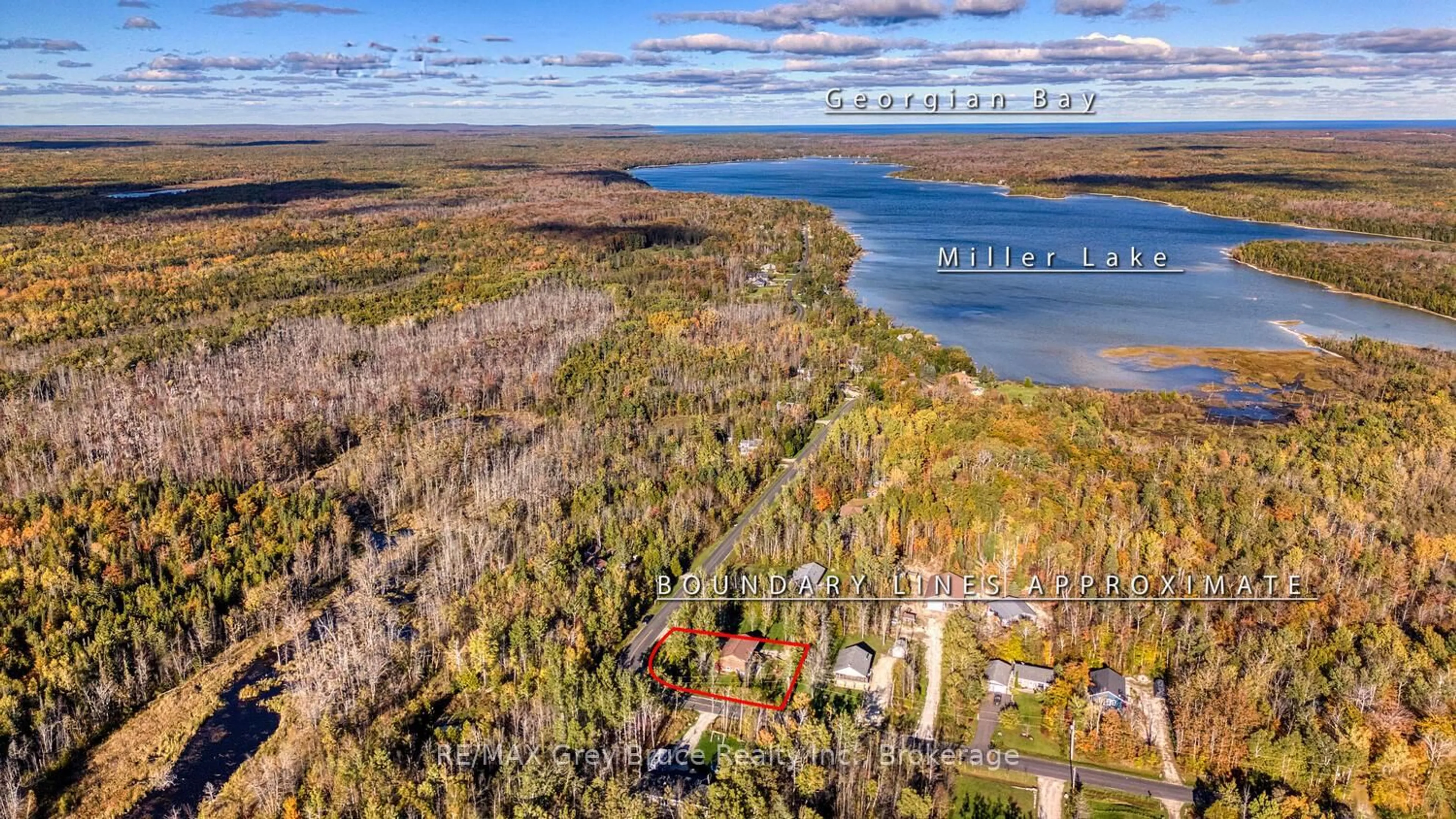A pic from outside/outdoor area/front of a property/back of a property/a pic from drone, water/lake/river/ocean view for 104 Maple Dr, Northern Bruce Peninsula Ontario N0H 1Z0
