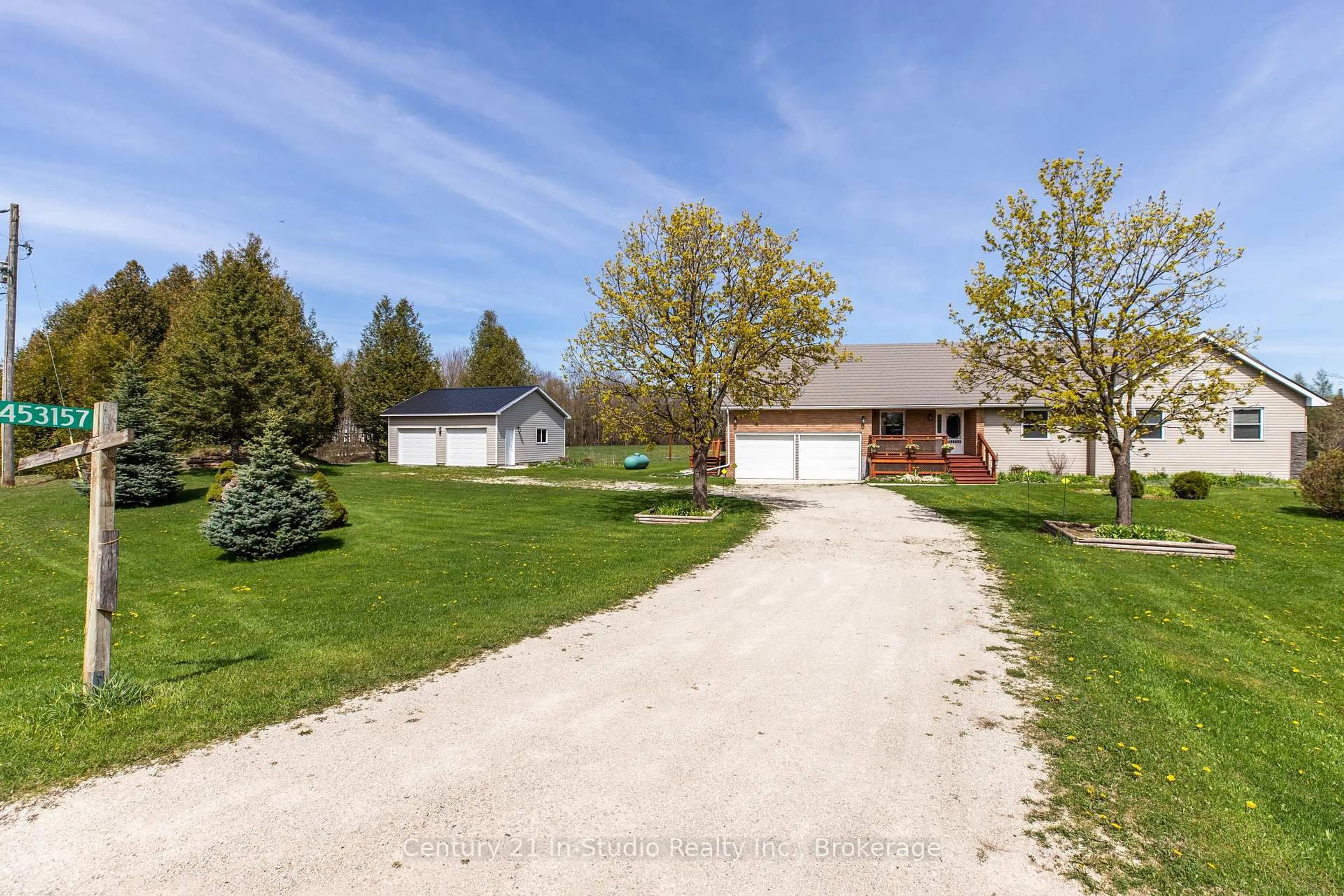 A pic from outside/outdoor area/front of a property/back of a property/a pic from drone, street for 453157 Grey Road 2, Grey Highlands Ontario N0C 1L0