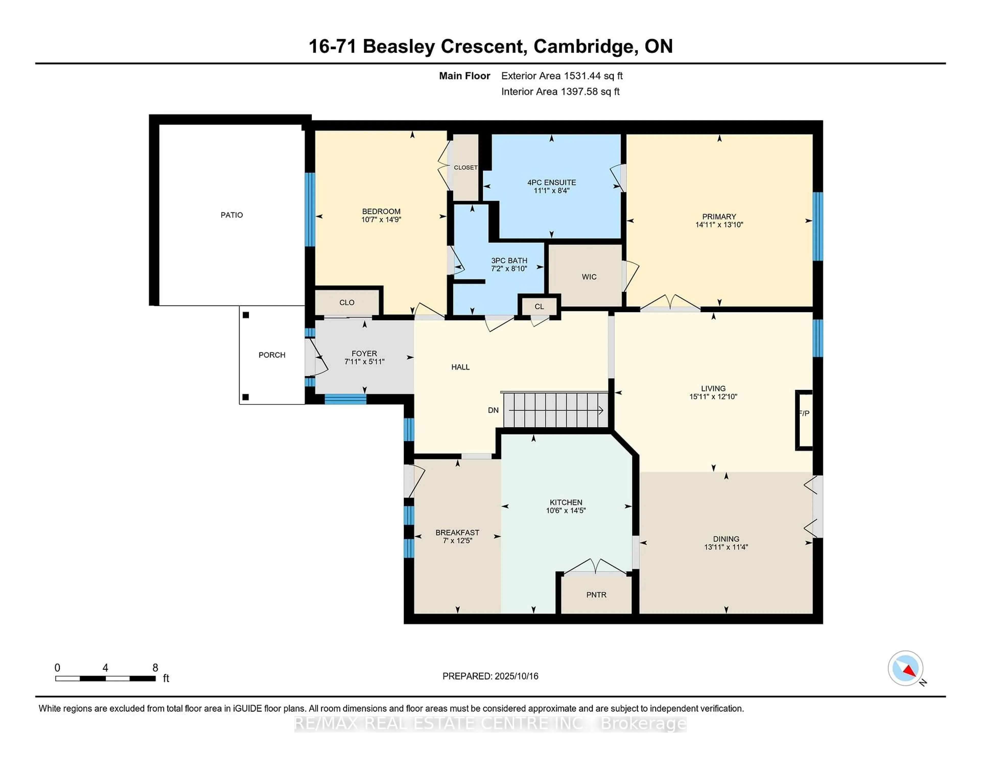 Floor plan for 71 Beasley Cres #16, Cambridge Ontario N1T 1P5