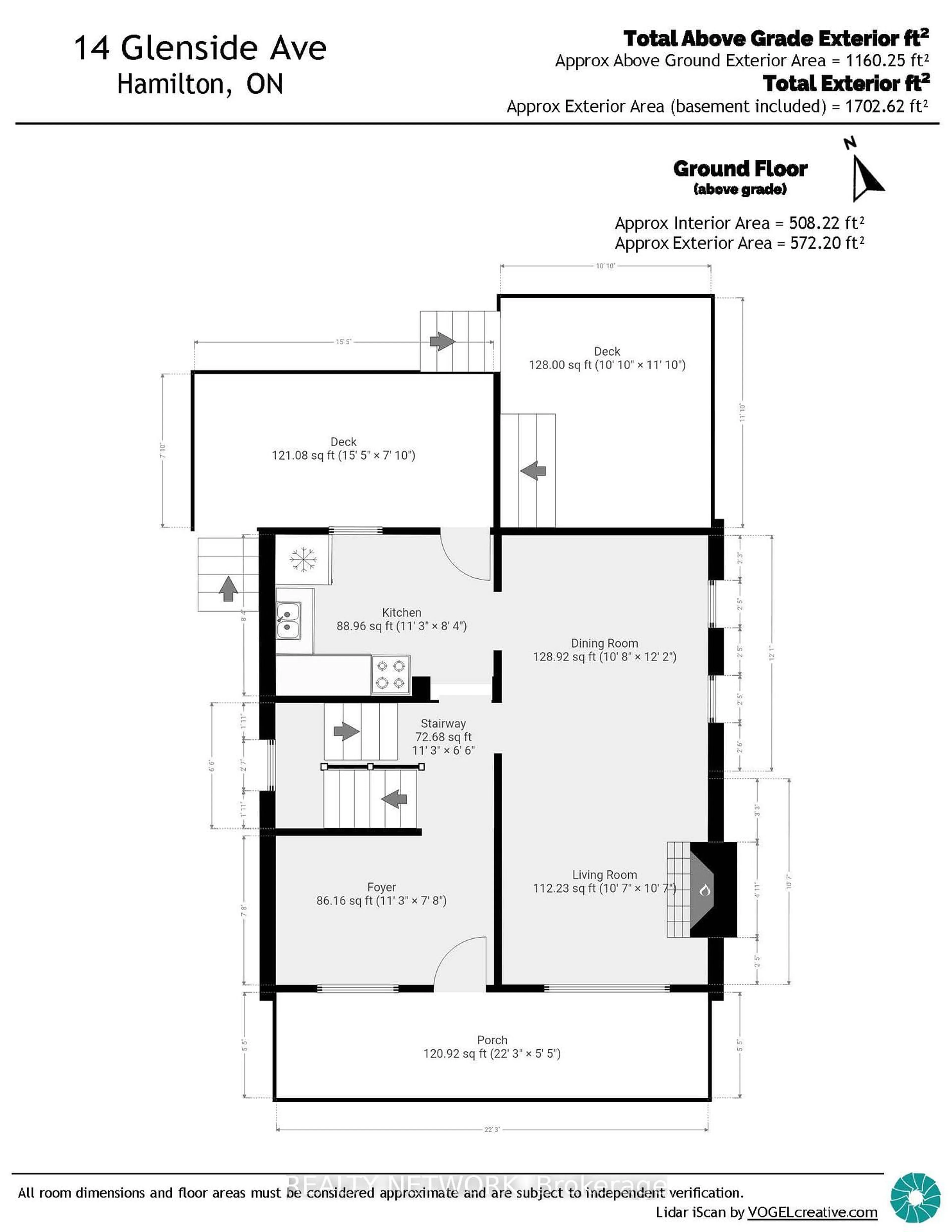 Floor plan for 14 Glenside Ave, Hamilton Ontario L8P 2W7
