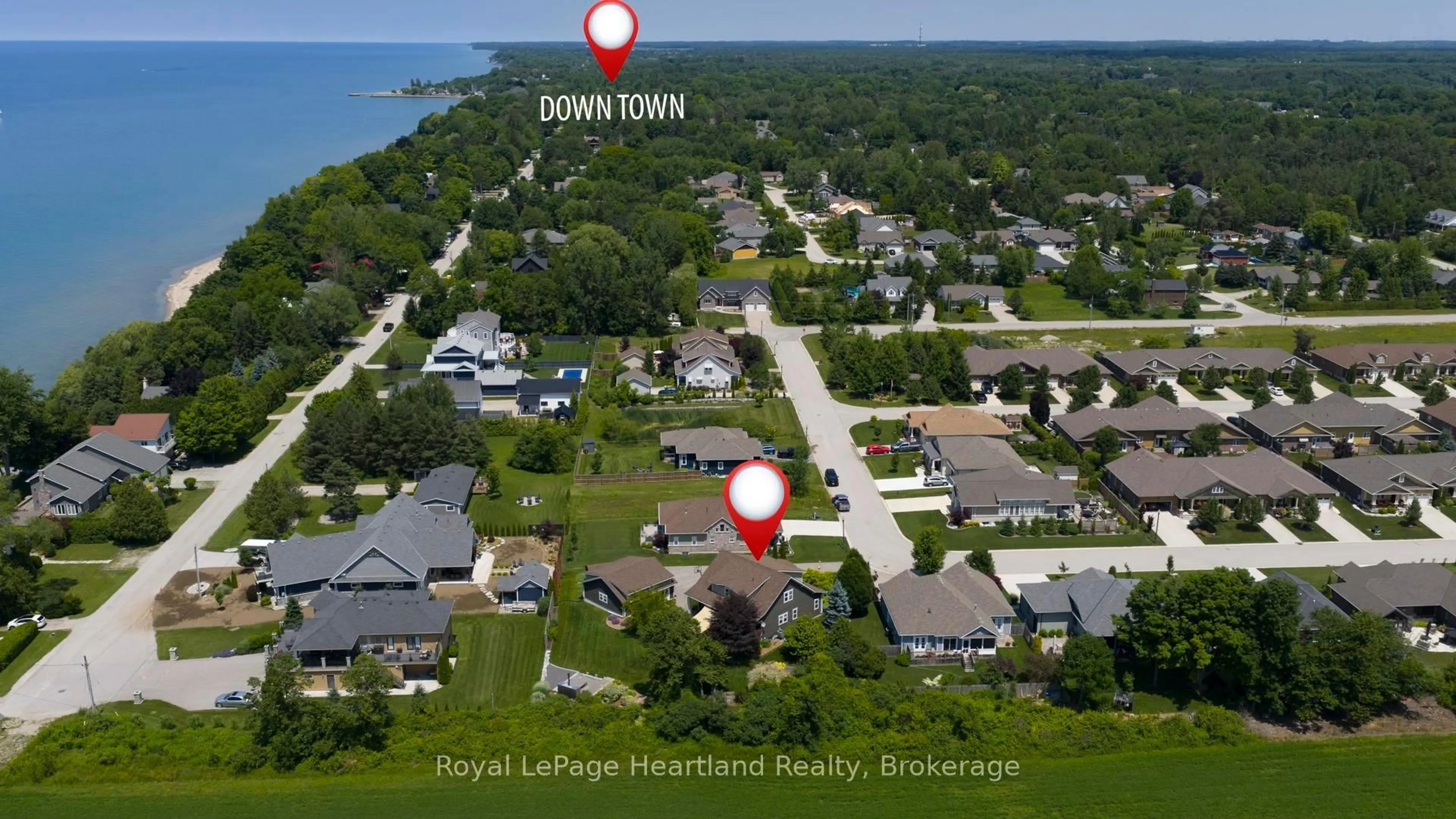 A pic from outside/outdoor area/front of a property/back of a property/a pic from drone, water/lake/river/ocean view for 24 THIMBLEWEED Dr, Bluewater Ontario N0M 1G0