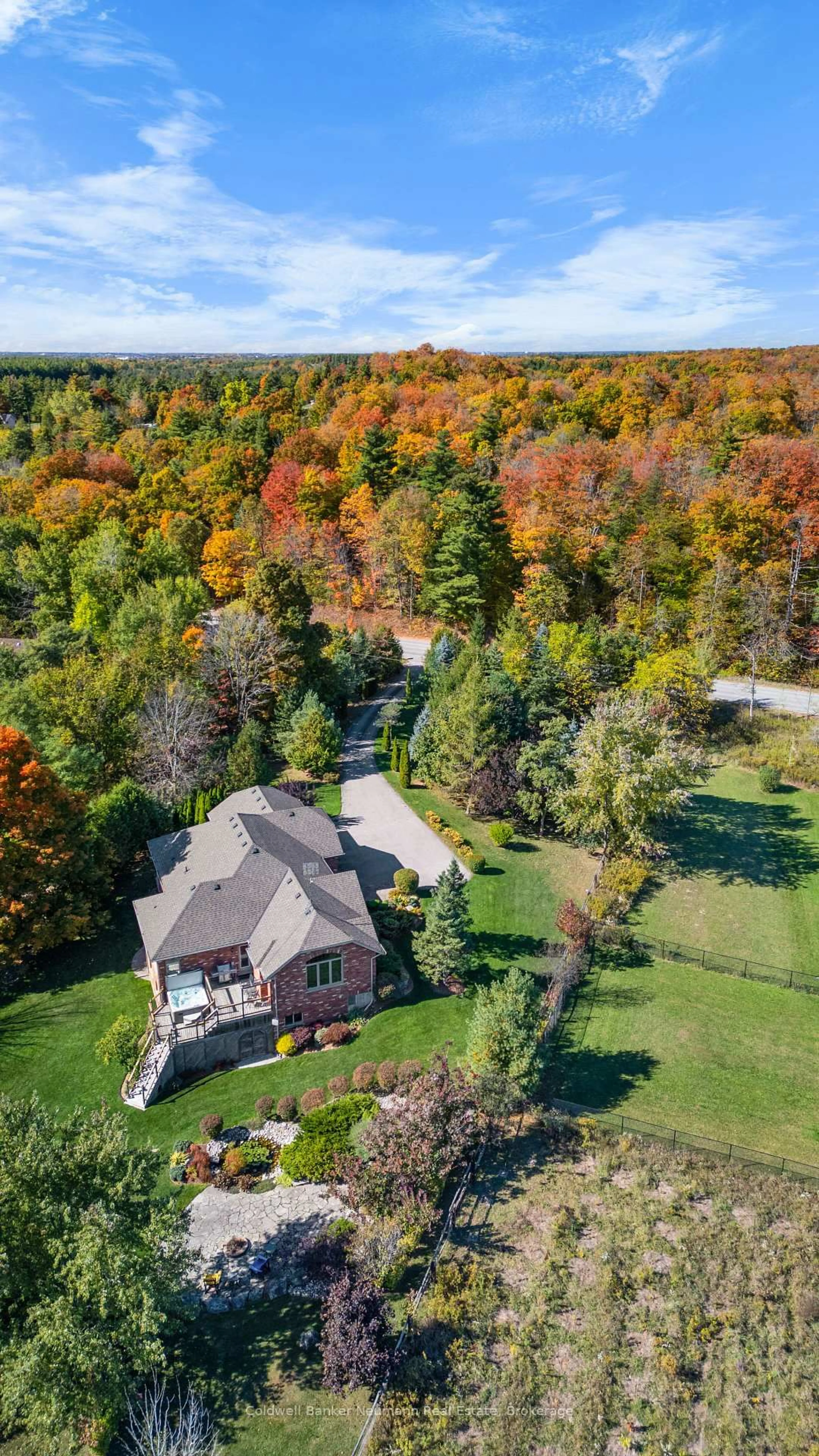 A pic from outside/outdoor area/front of a property/back of a property/a pic from drone, forest/trees view for 7677 Maltby Rd, Puslinch Ontario N0B 2J0