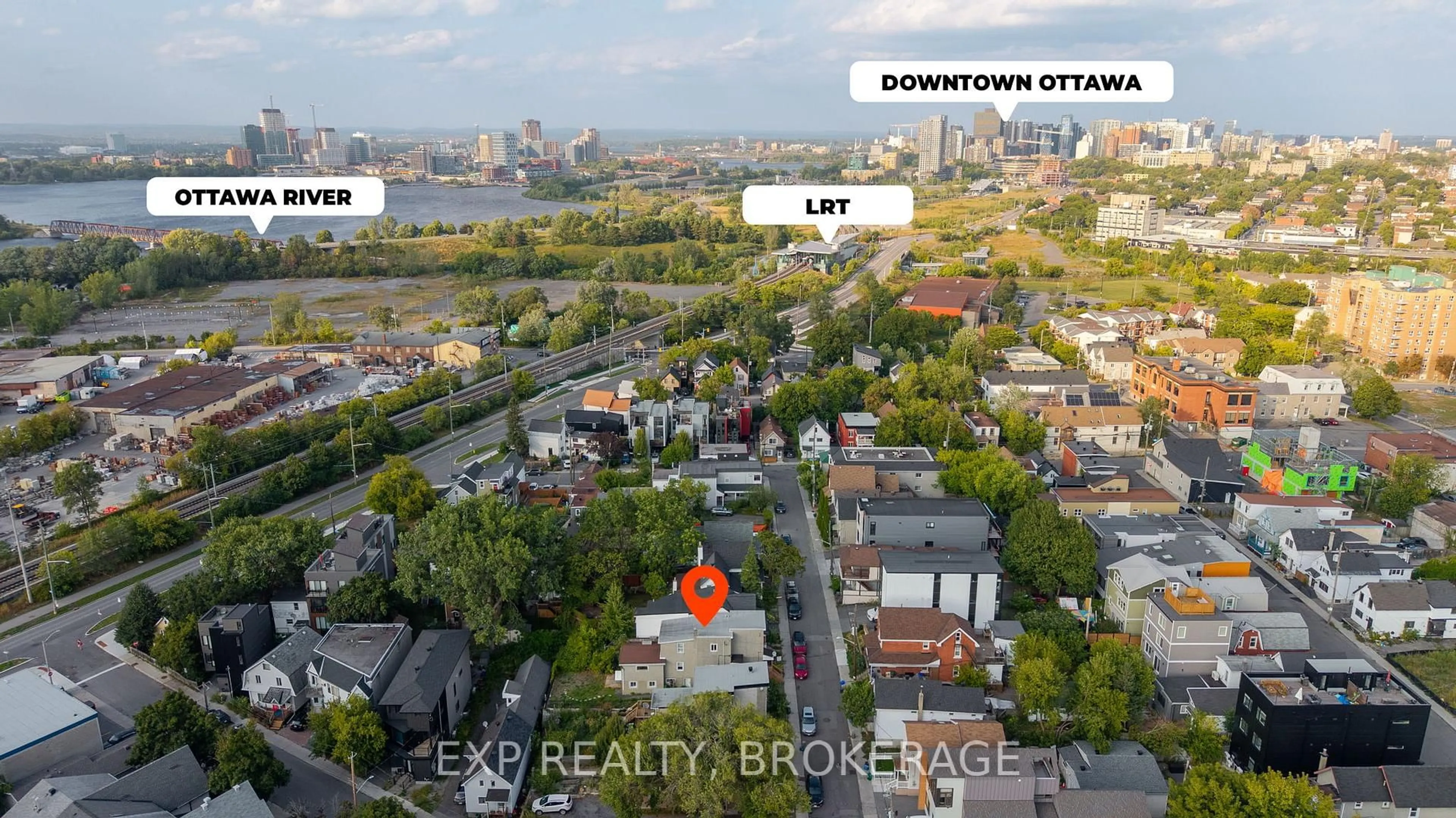 A pic from outside/outdoor area/front of a property/back of a property/a pic from drone, city buildings view from balcony for 23 Lowrey St, Ottawa Ontario K1Y 2S5