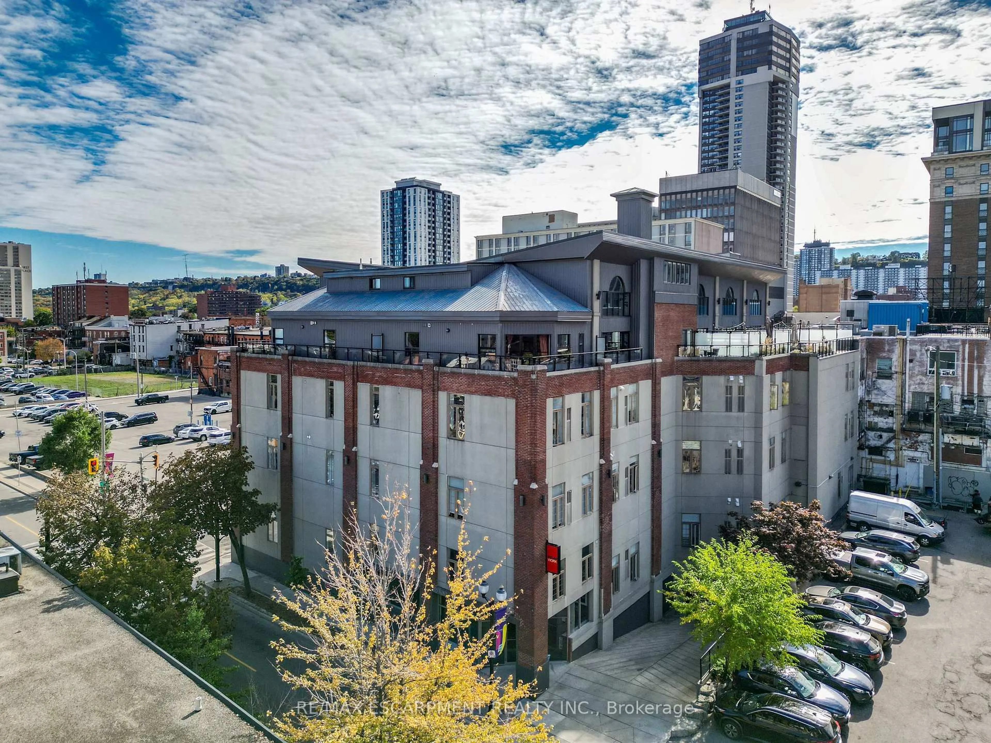 A pic from outside/outdoor area/front of a property/back of a property/a pic from drone, city buildings view from balcony for 80 King William St #404, Hamilton Ontario L8R 0A1